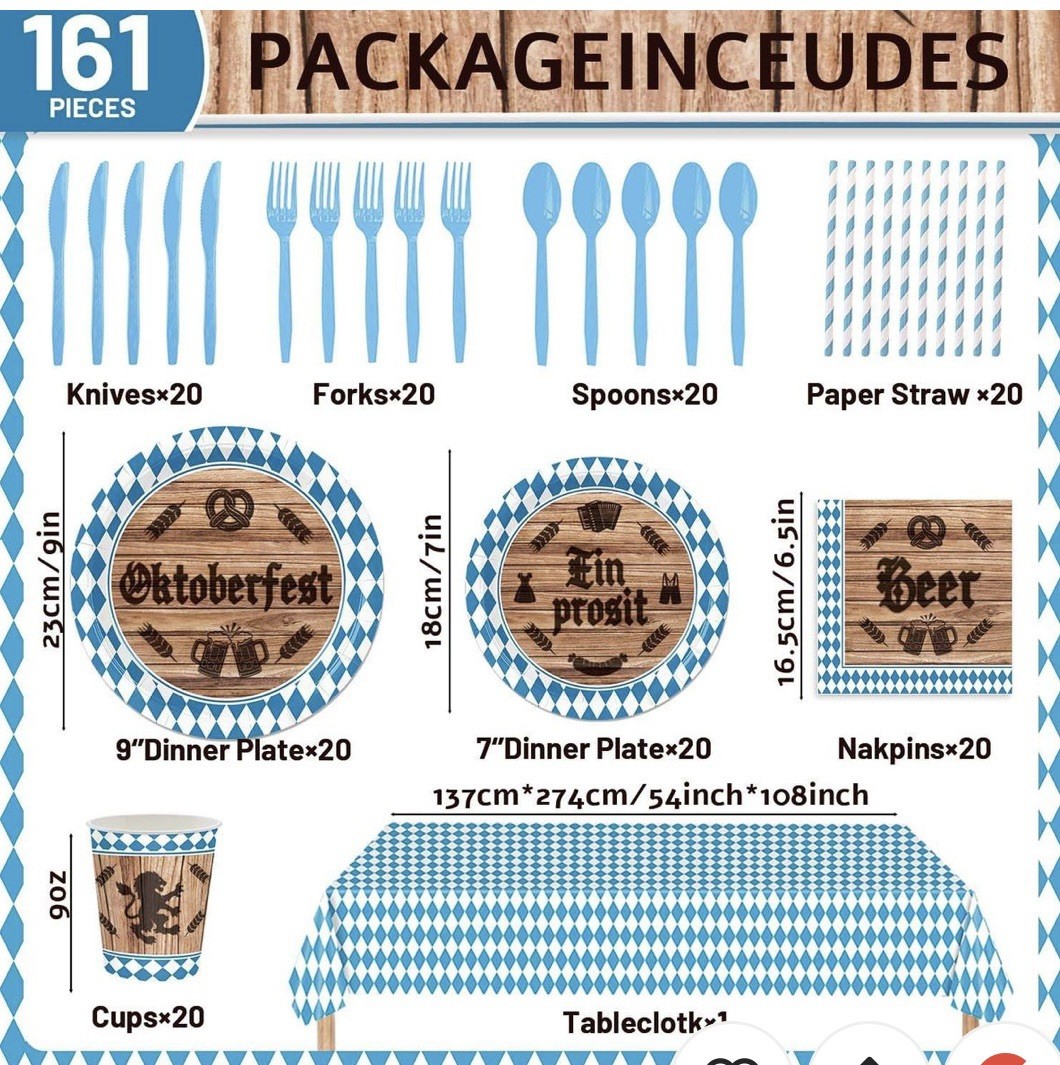 Oktoberfest 161 peice Dinnerware German Plates & Tableware Set NEW