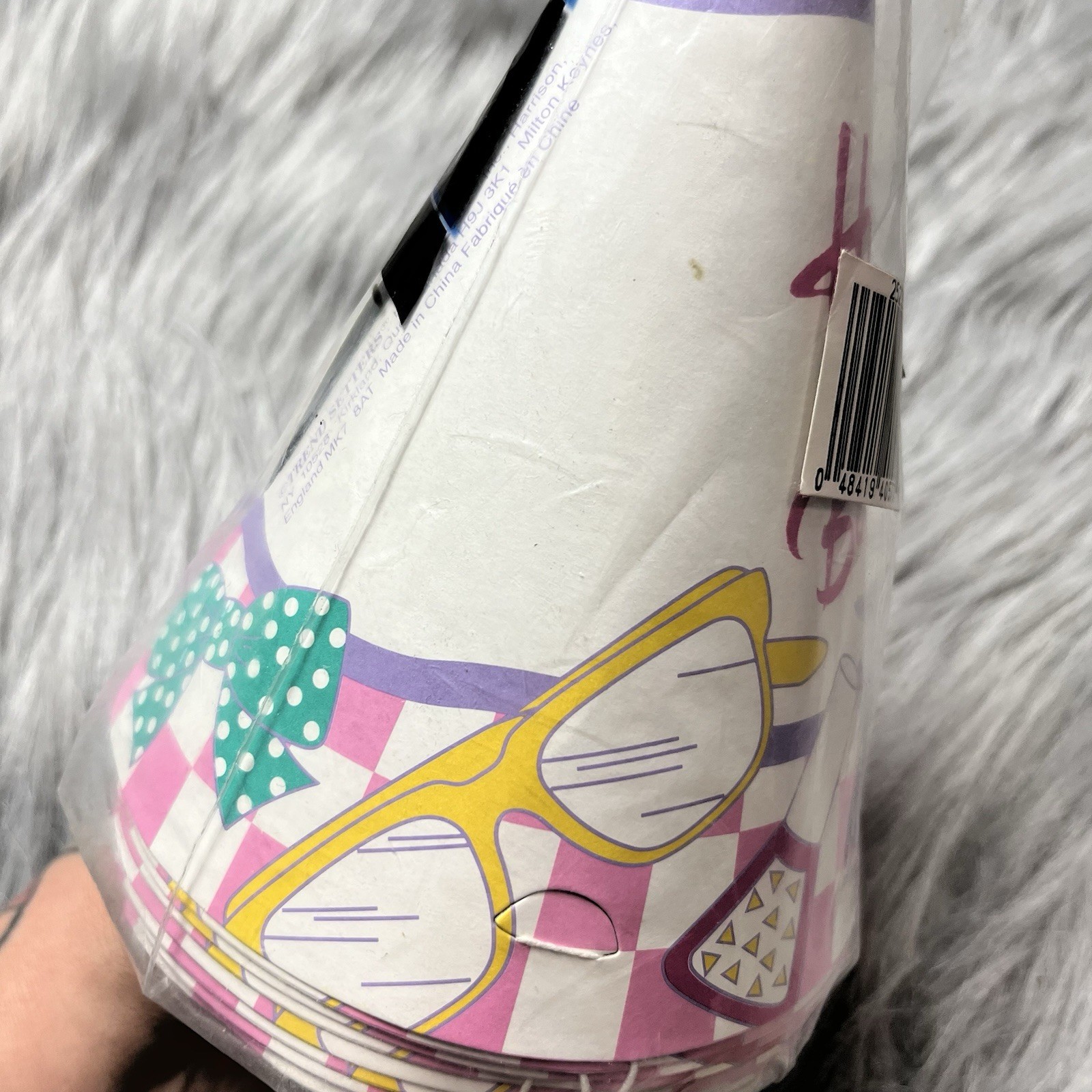 Vintage 90s Girls Birthday Pink Purple White Makeup Beauty Party Hats