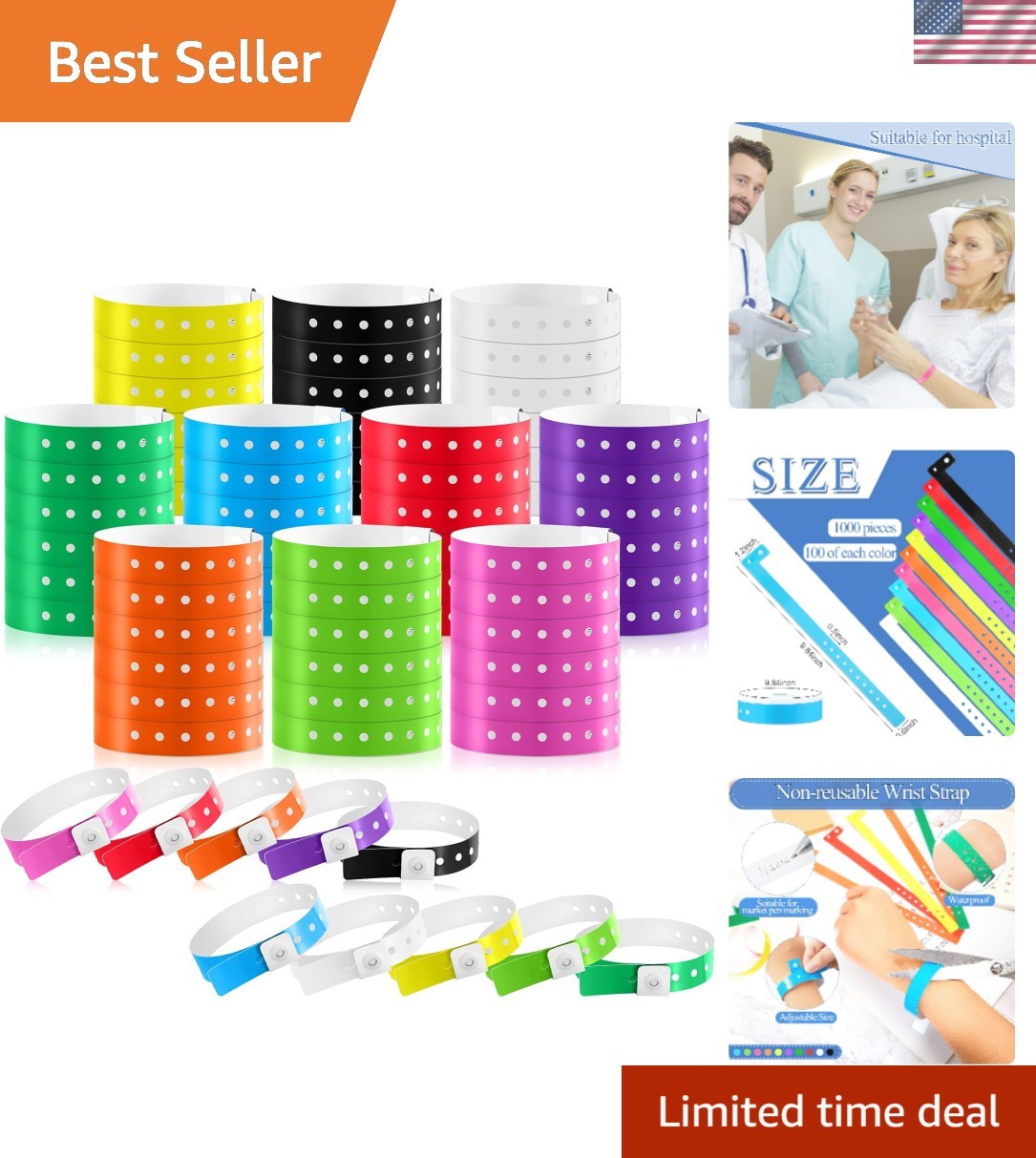 1000 Pcs Multicolor Plastic Wristbands for Events Party Vinyl Wrist Band Plas…