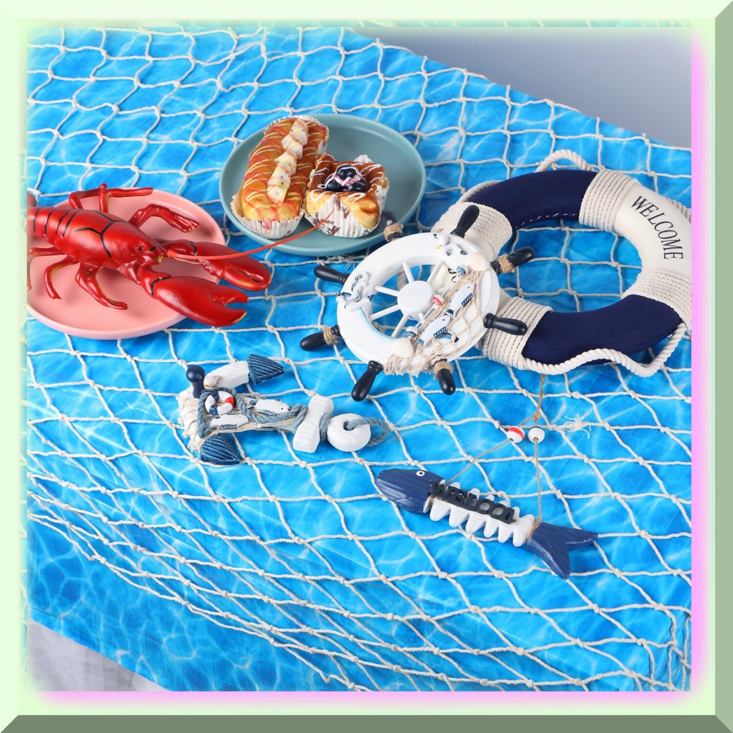 Ocean Breeze Party Pack with Blue Tablecloth and Fish Net