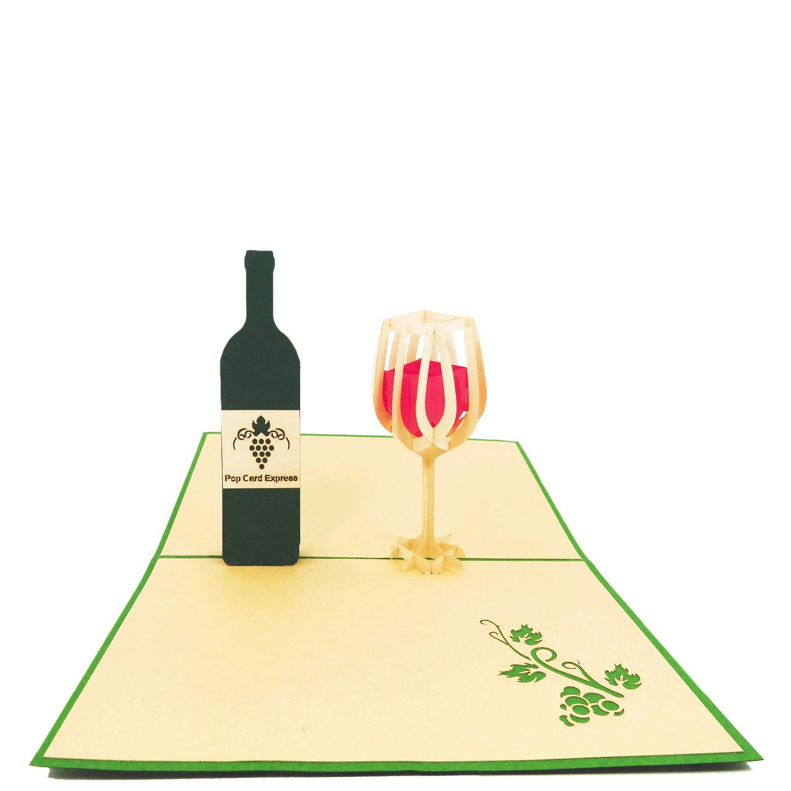 3D Wine Anniversary Card, Pop up Birthday 5.0” x 6.97”, Up Card