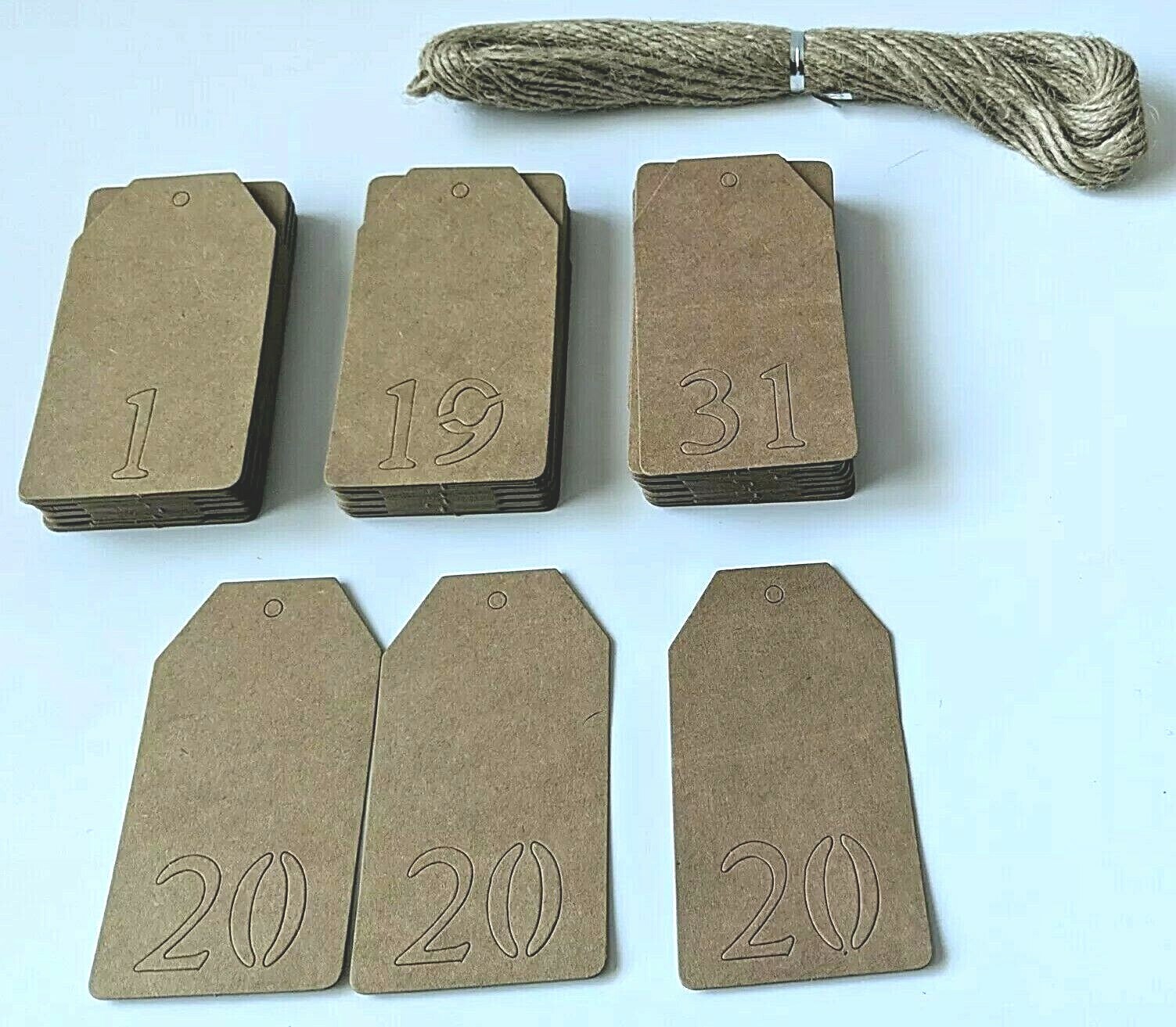 Kraft Paper Tags Numbers 1-31 Wedding Party Birthday Table Number Labels 3 Each