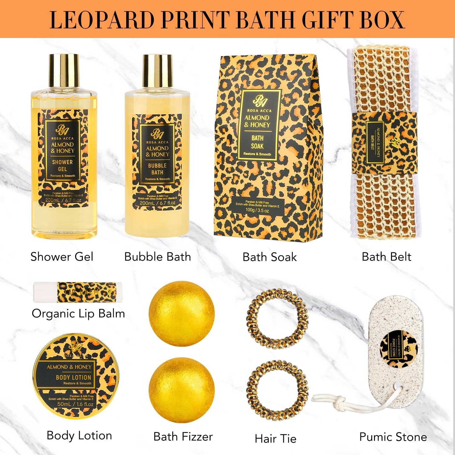 Bath Gift Set for Women, XXL 20 Pcs Skin Care Set Leopard, Slef Car… Fast Ship