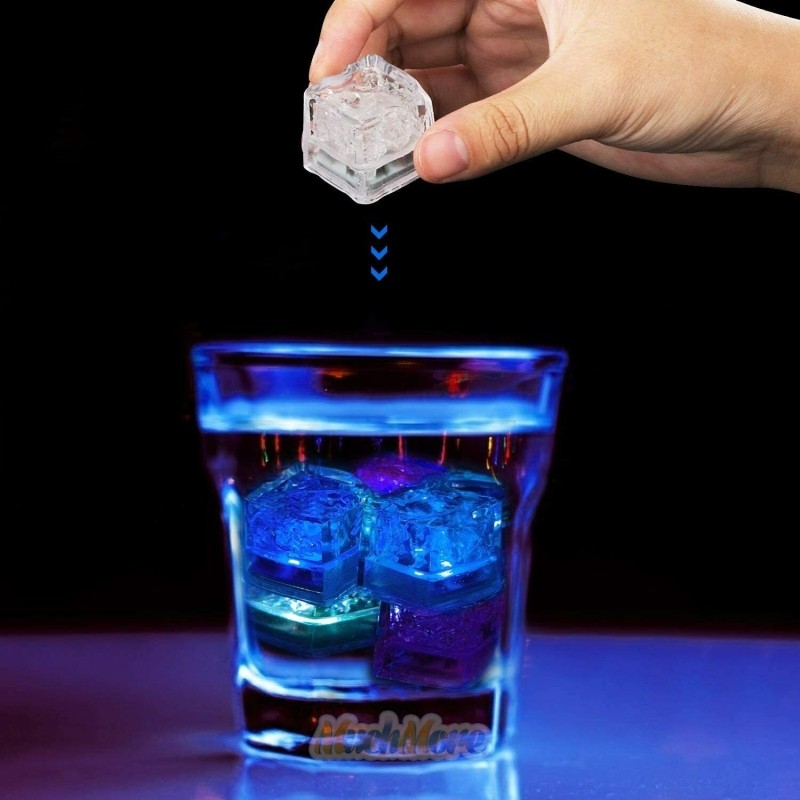 20Pcs Multi Color Flash LED Ice Cube Water-Activated Flashing Blinking Glowing