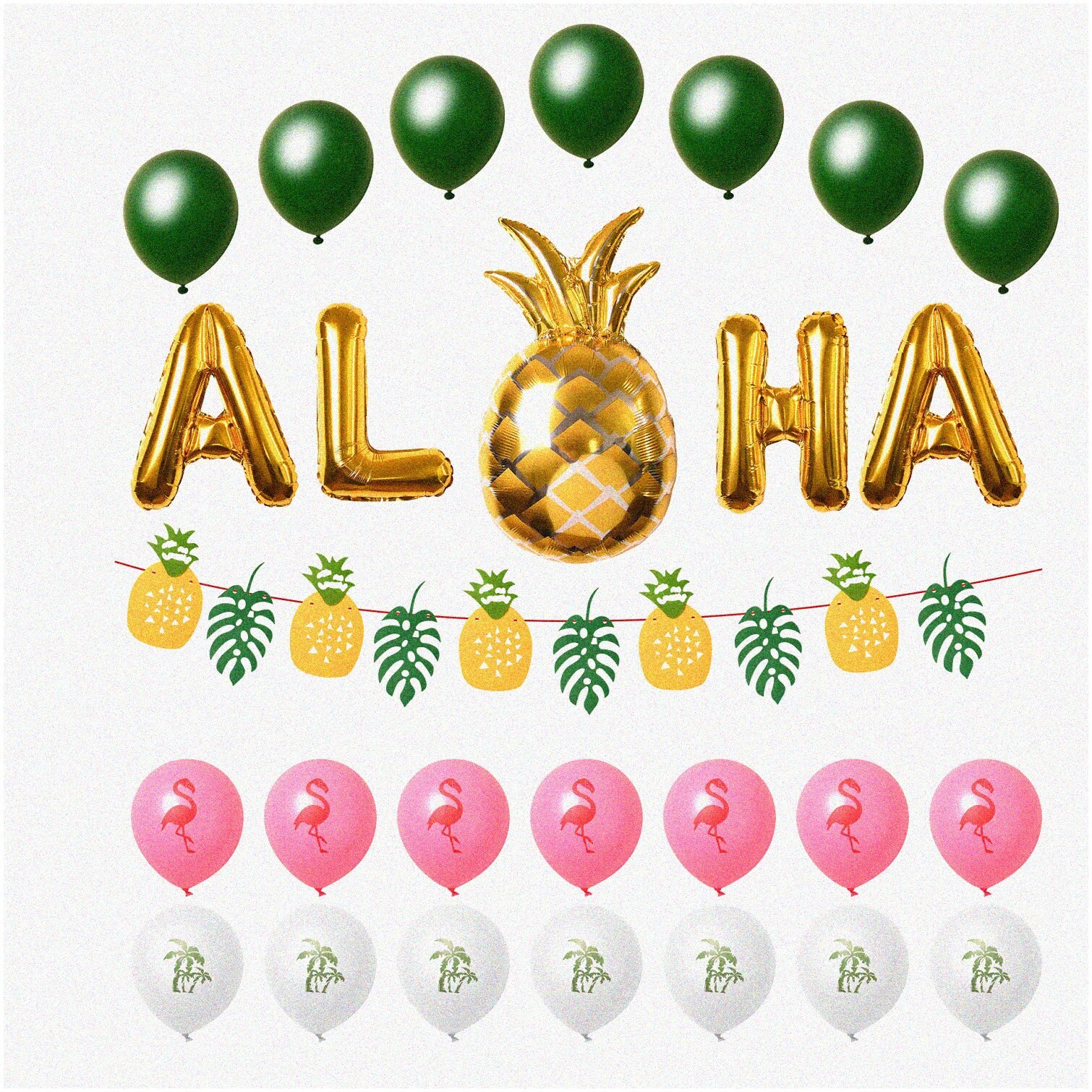Tropical Party Decorations with Balloons and Banner