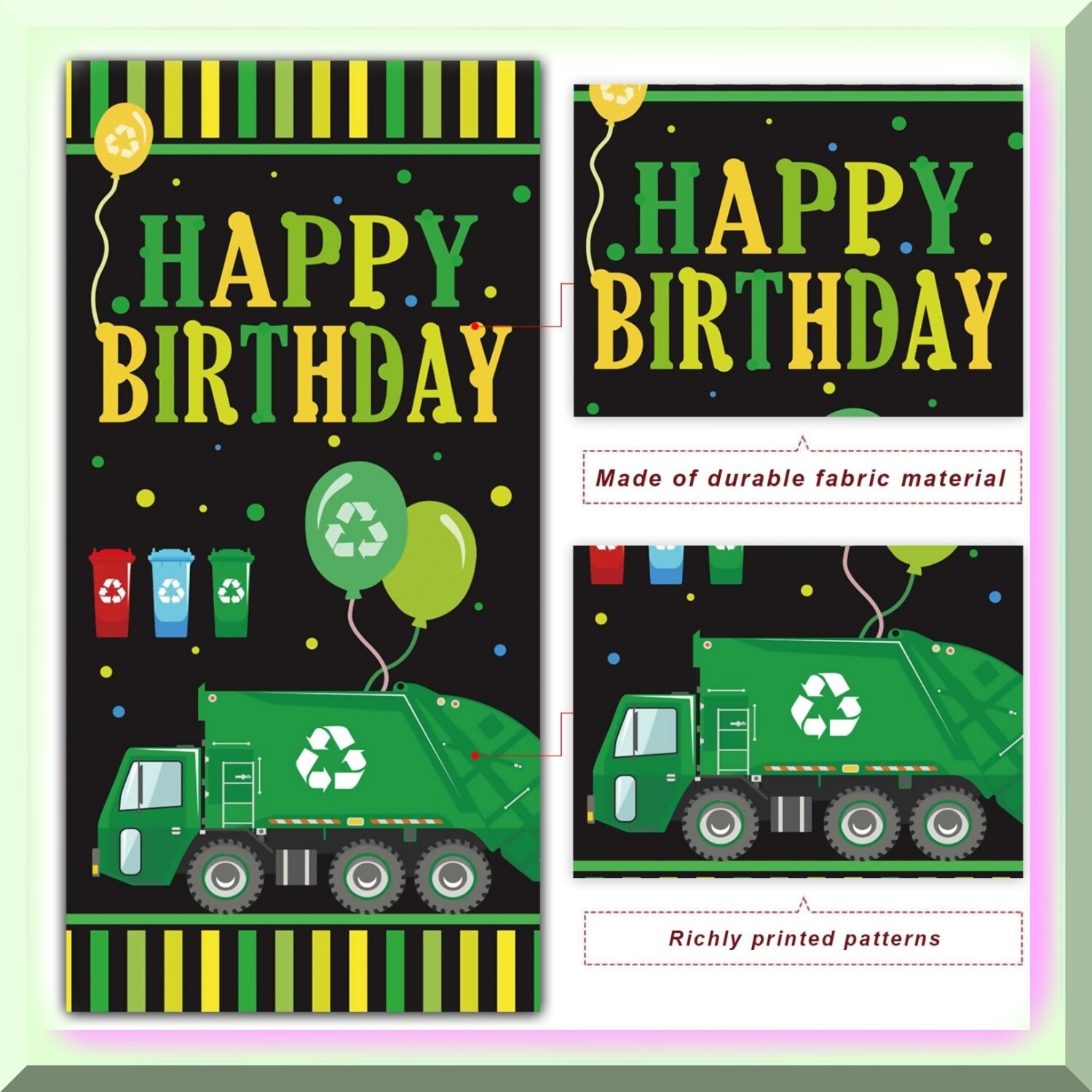 Trash Truck Birthday Party Decor Banner