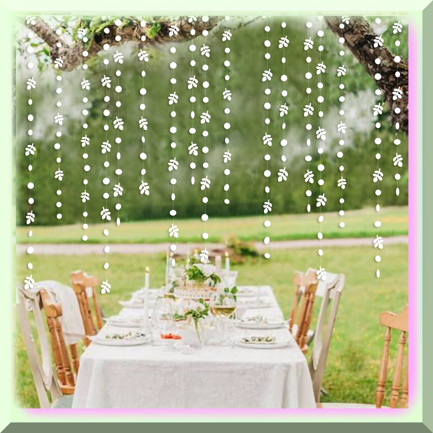 Spring Leaf Polka Dot Garland 52Ft White Party Decoration