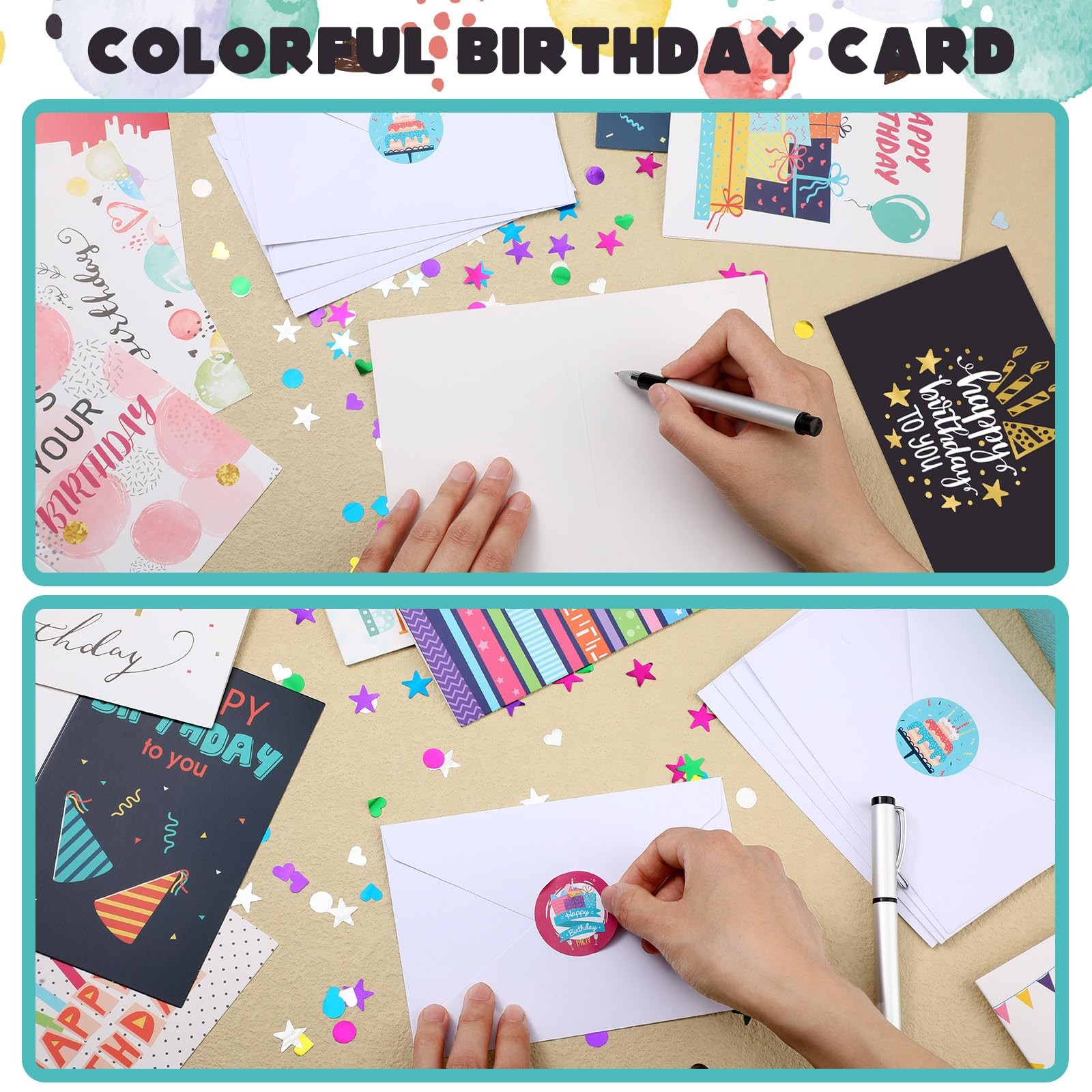 200 Pack Happy Birthday Card Assorted Bulk 4 x 6 inches, Colorful