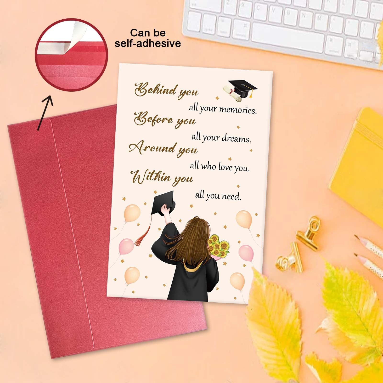 hvdler Inspirational Graduation Card for 8 inches x 5.3 inches, Behind You