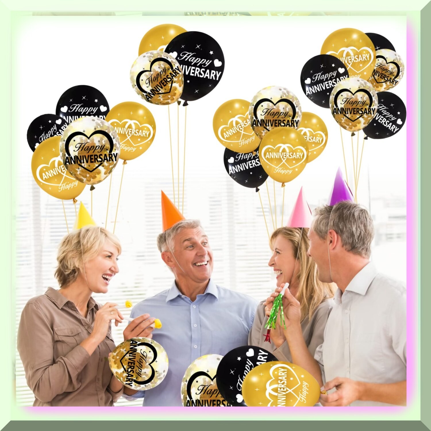 Black Gold Love Anniversary Balloon Set 30pcs