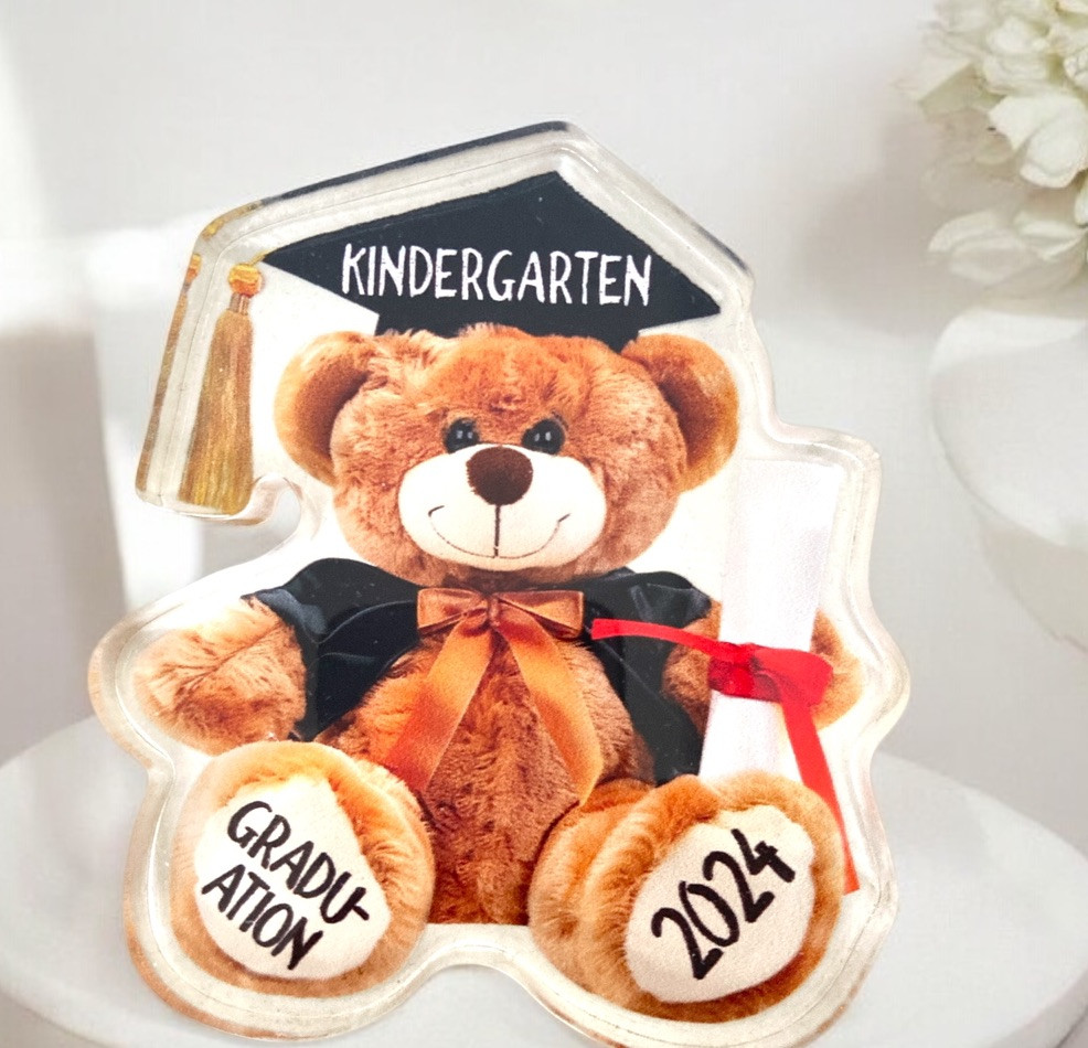Child’s Keepsake 2024 Kindergarten Graduation Acrylic Bear Boys Girls Room Decor