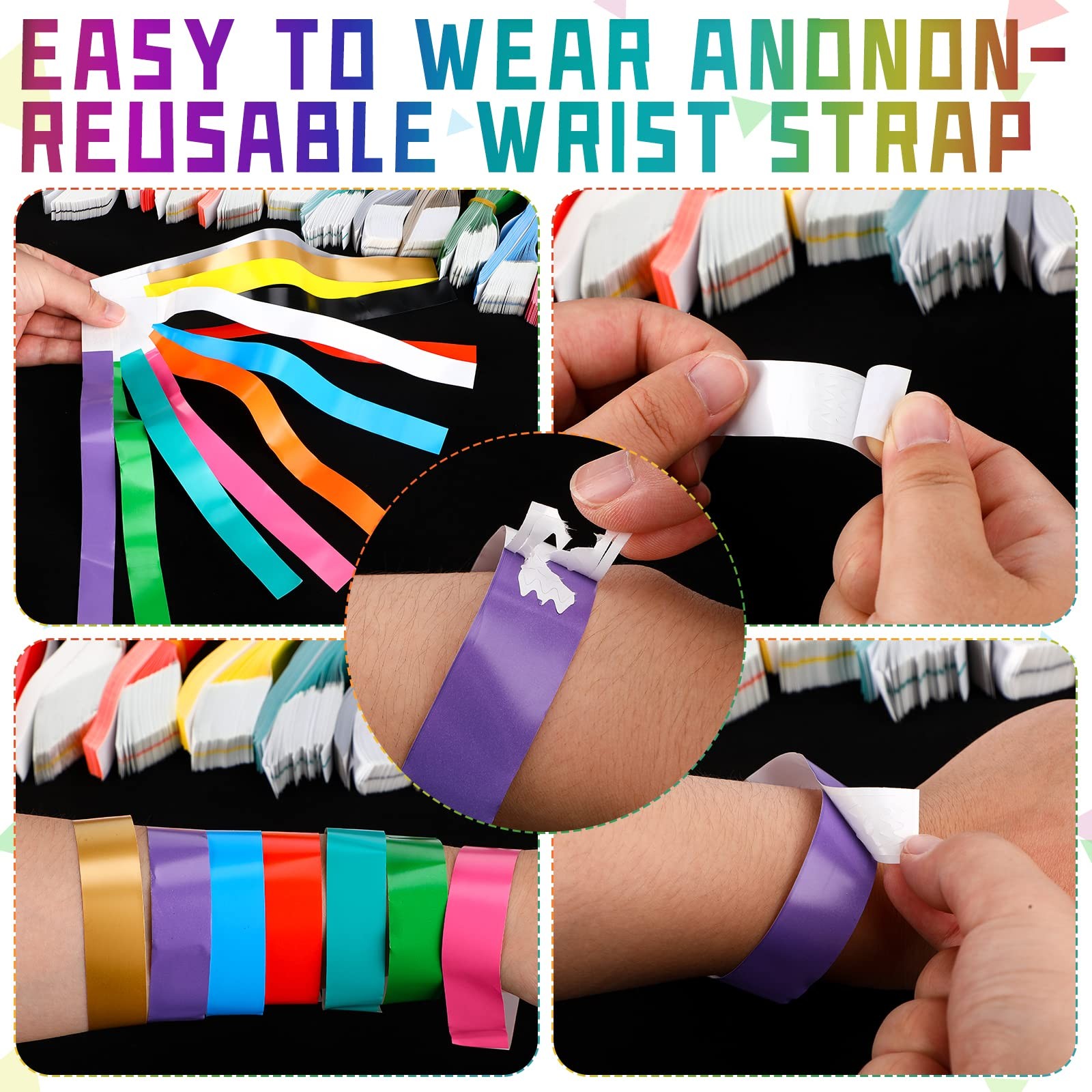 600 Pcs Paper Wristbands Neon Wrist Bands Waterproof Handbands for Events Lig…