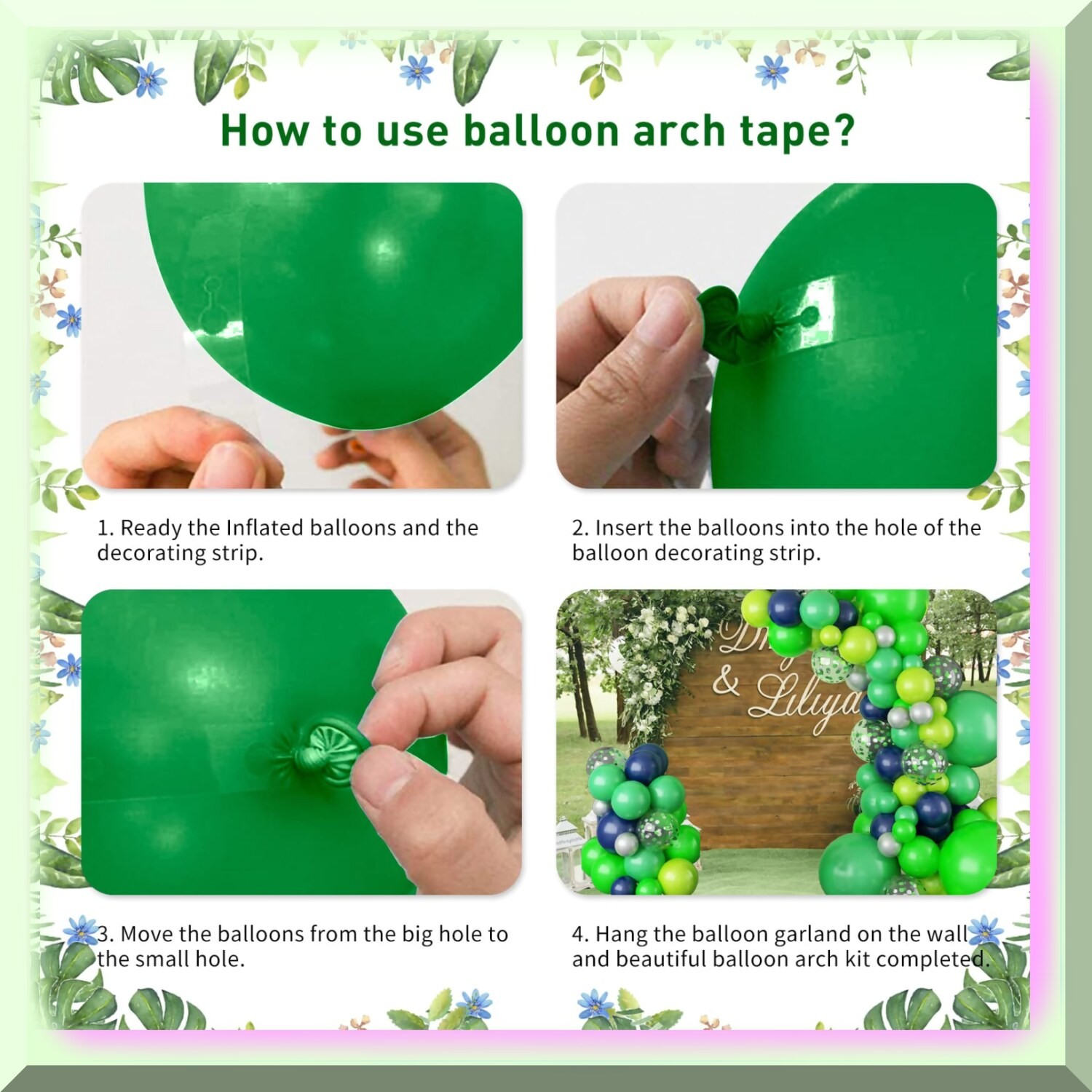Balloon Arch Kit with Lime Light Green Navy Silver