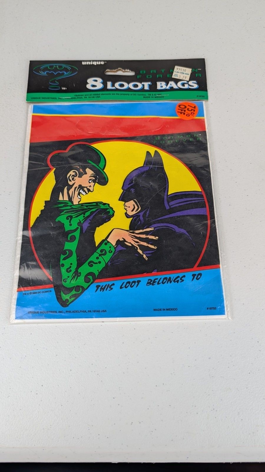 90s Batman Forever Party Loot Bags Riddler Batman Forever Superheroes NOS Sealed