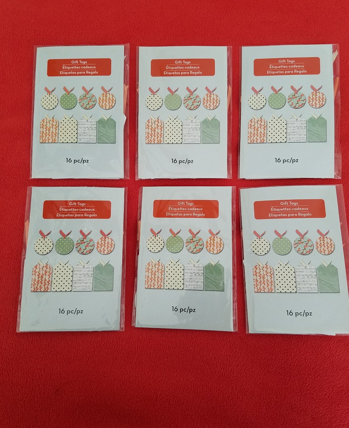 Gift Tag Sets (6) Songs of Spring 16 Piece , 96 pieces TOTAL, NEW, SEALED 9#9