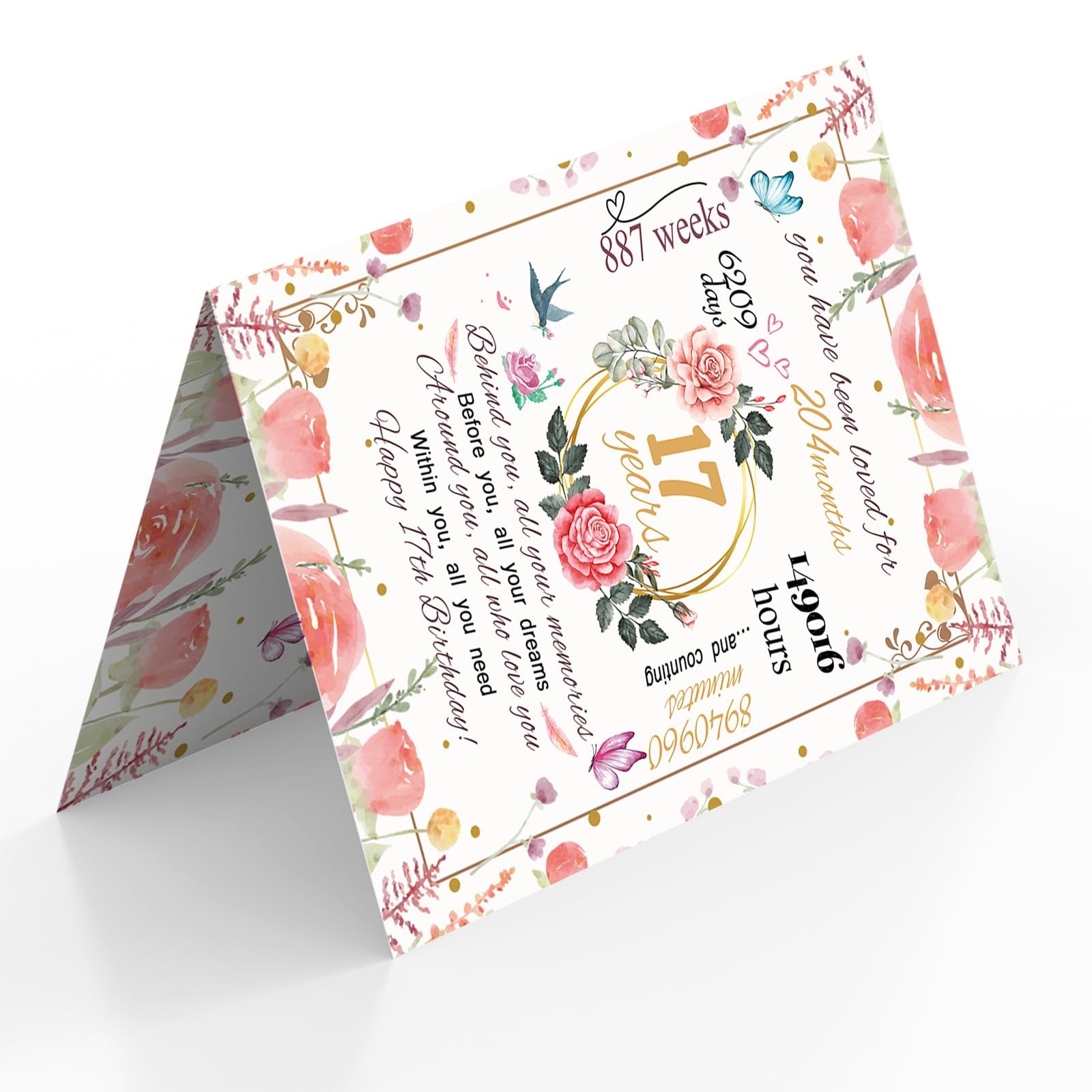 mmuue Happy 17th Birthday Card for Daughter, Funny 17 8.0 x 5.3 inches,