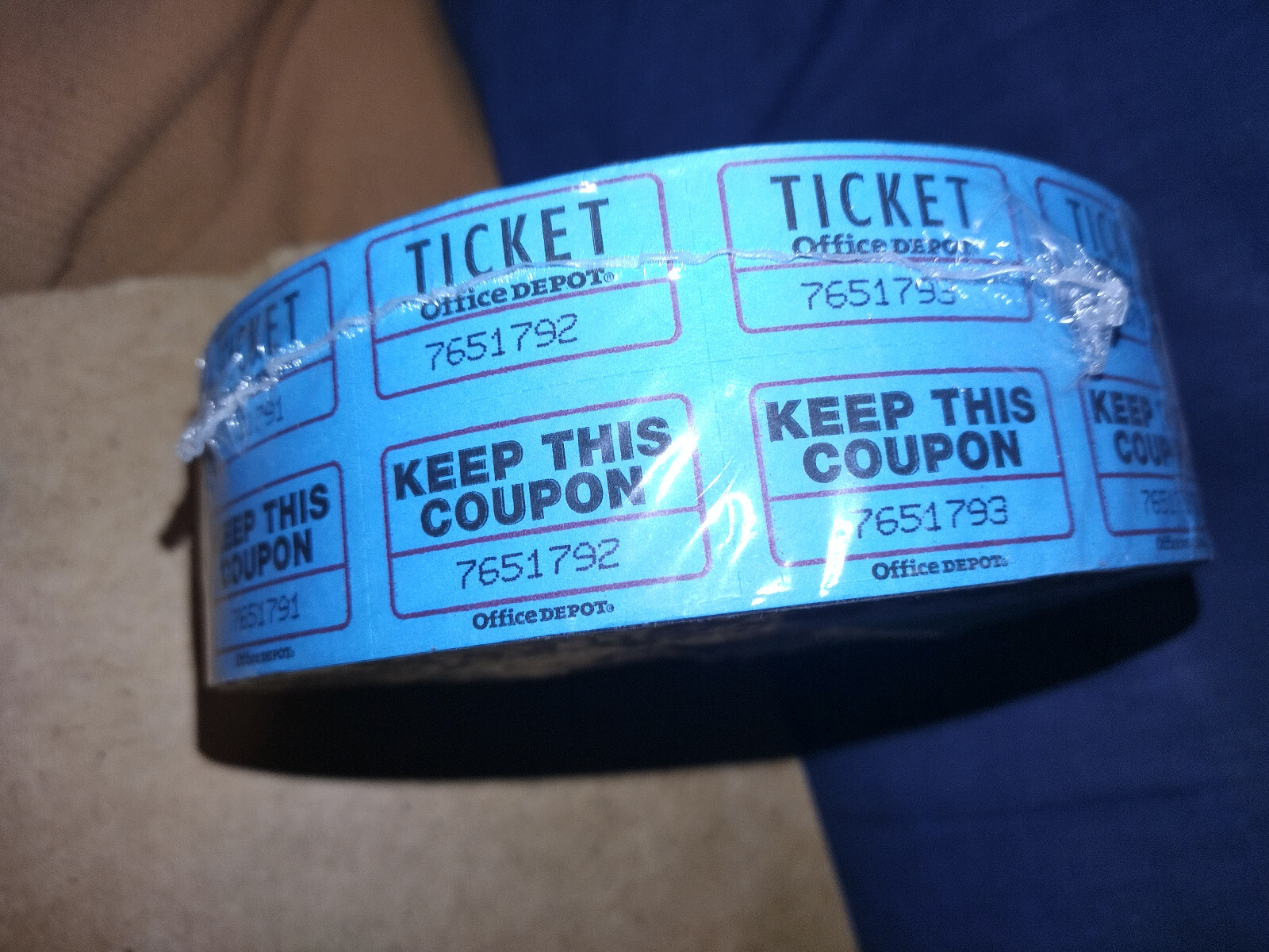 Office Depot Double Ticket Roll 2000 count Blue Unique Numbers