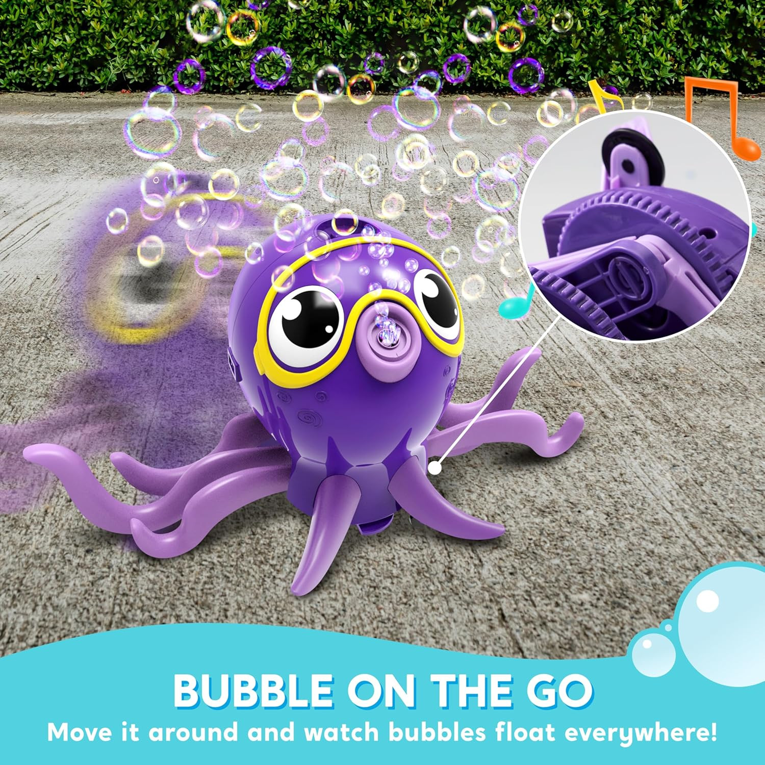 Dancing Octopus Bubble Machine 360° Auto-Avoid Toy with Solution for Kids Party!