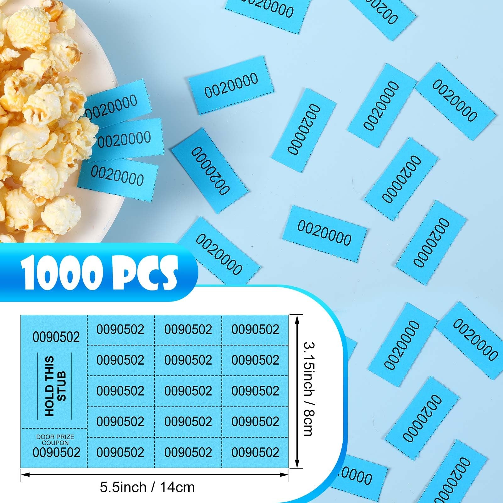 Chinese Auction Raffle Ticket Sheets 15 Bid Numbers Lake Blue Events 1000 SHEET