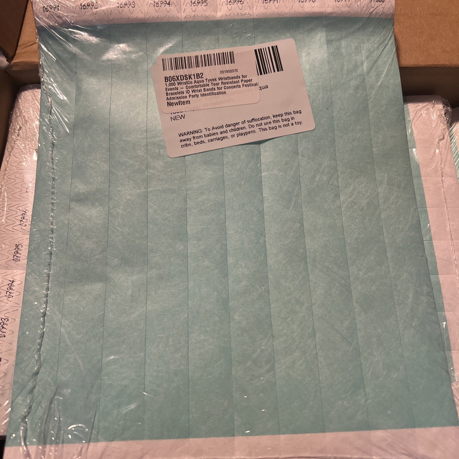 1,000 Wristco Teal Tyvek Wristbands for Events – Comfortable Tear Resistant Pa