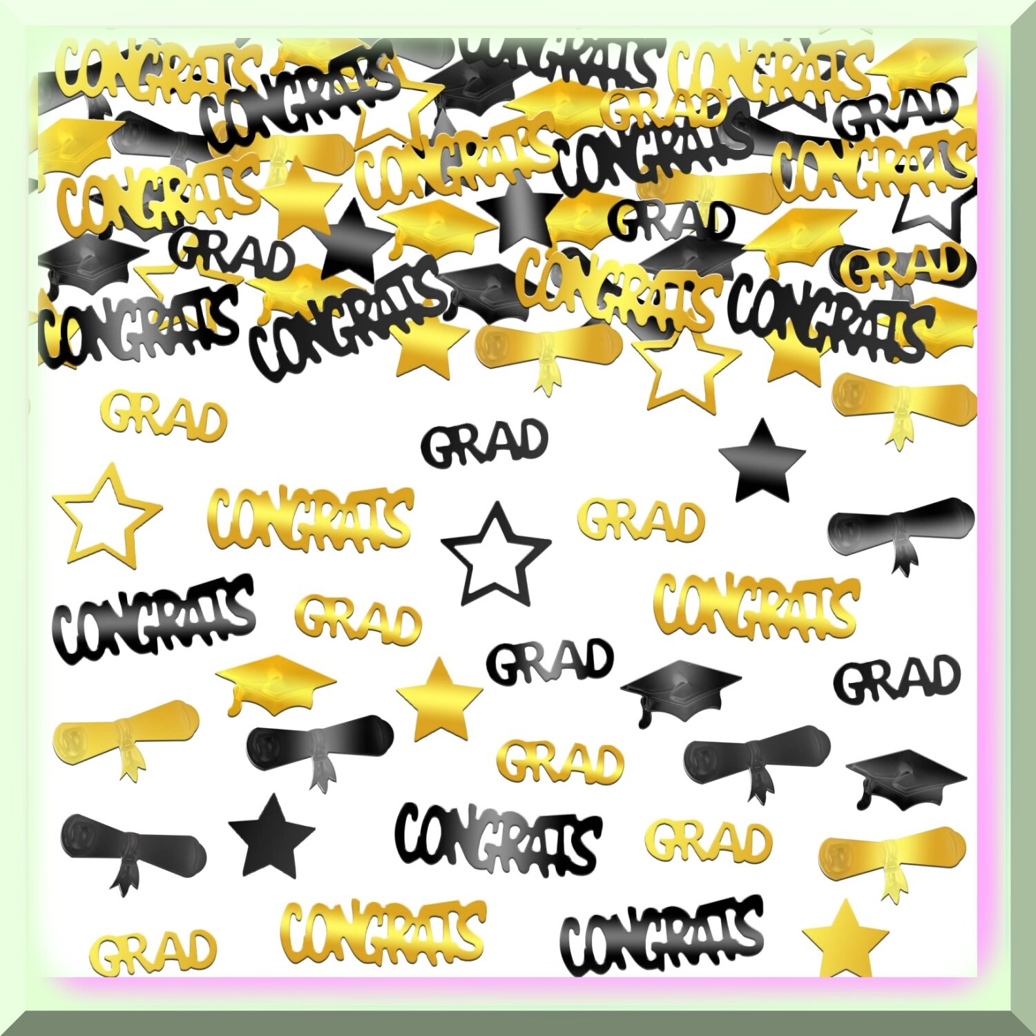 Black and gold graduation confetti pack