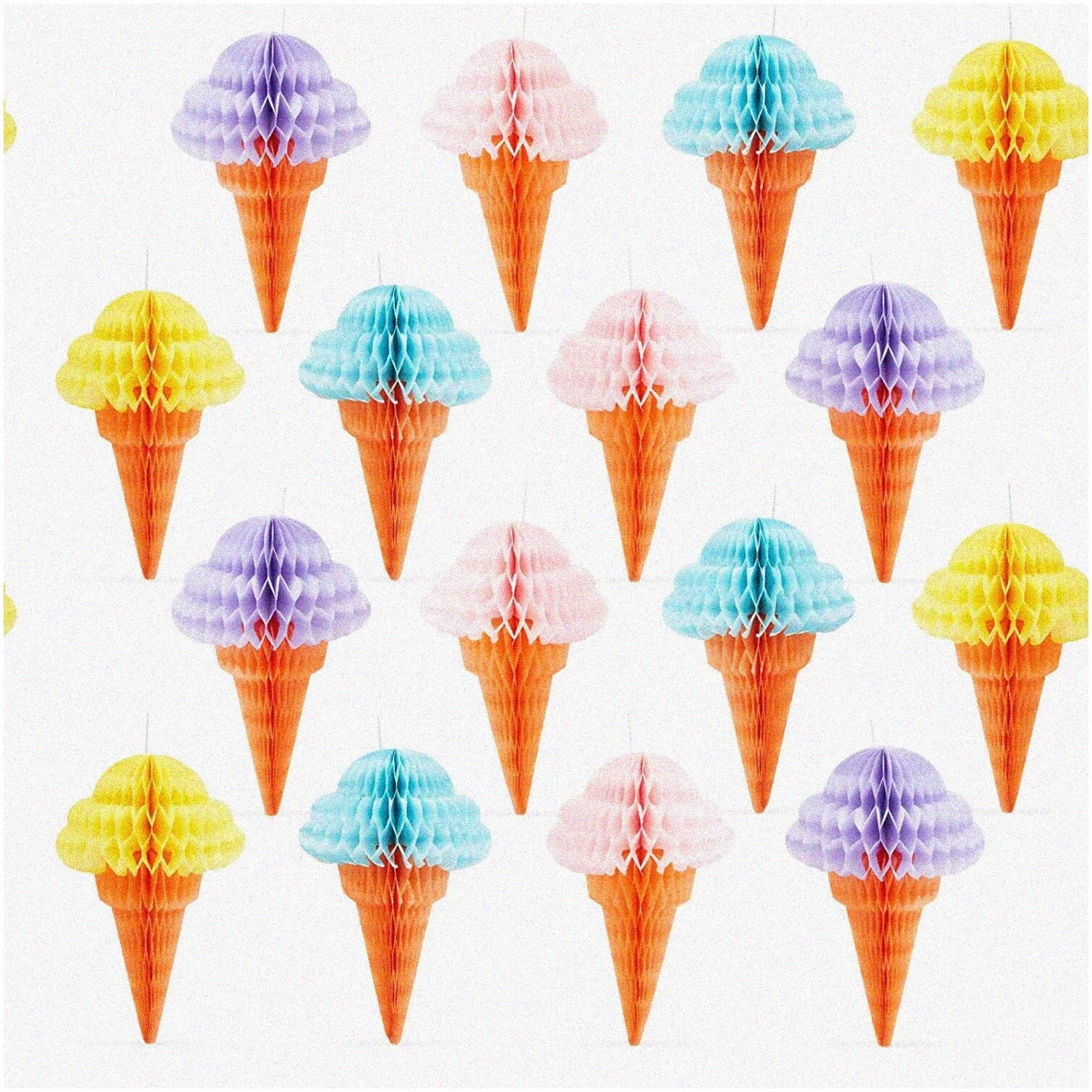 Honeycomb Ice Cream Cone Decorations 16 Pack