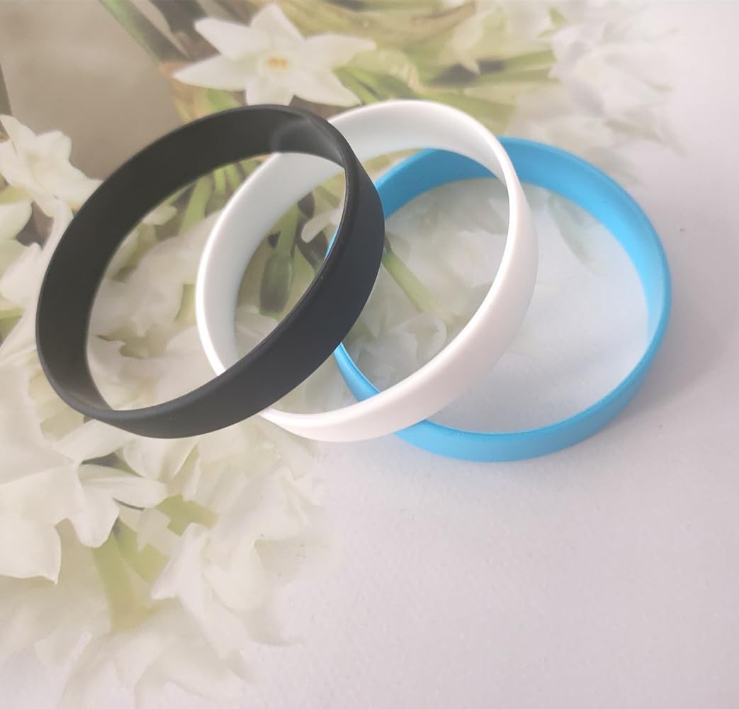 12 Pcs Rubber Bracelets for Men Women, Stretch Blank Silicone Wristbands Brac…