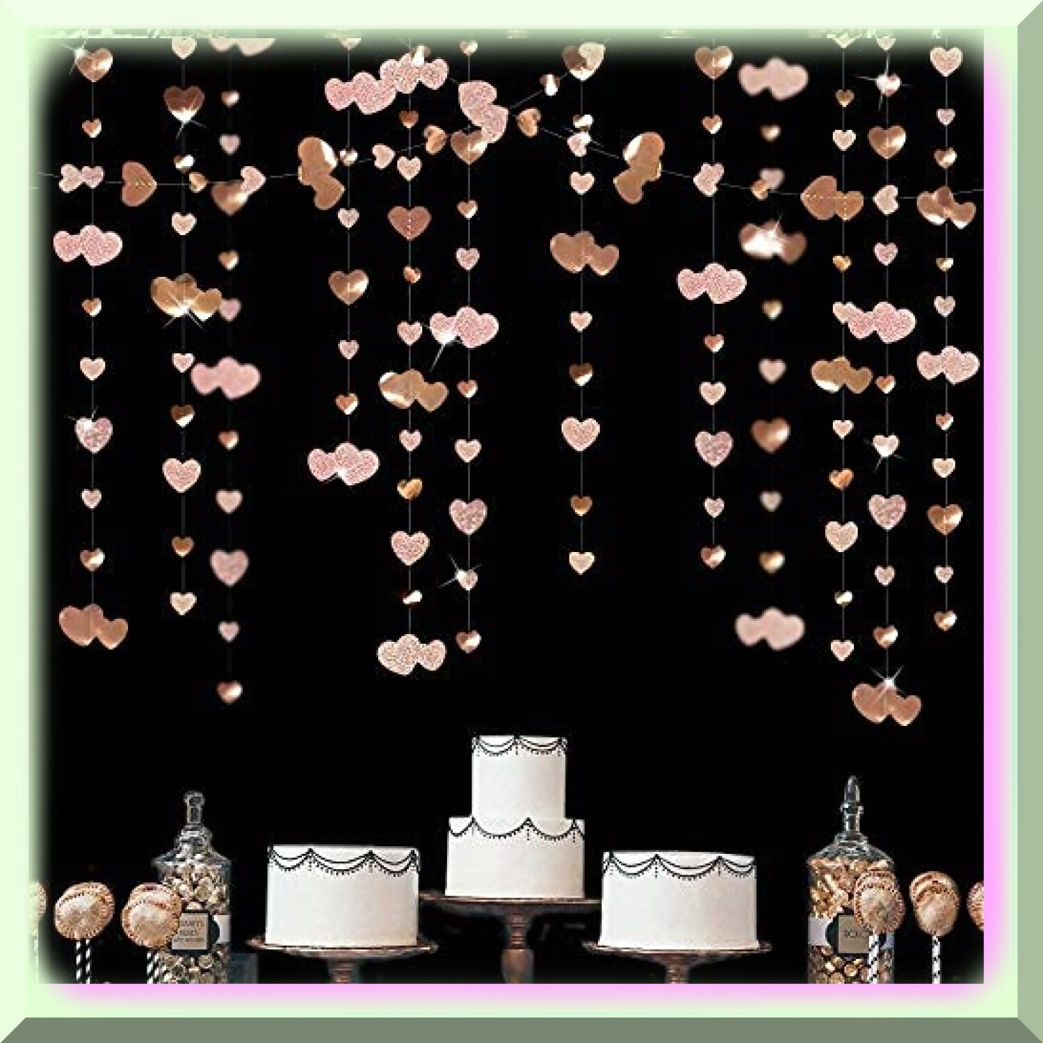 Champagne Gold Heart Garland Celebration Kit