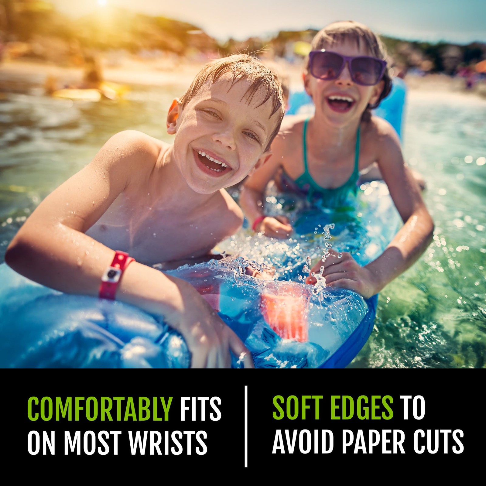 100 WristCo Neon Blue Plastic Wristbands for Events – Extended 100,