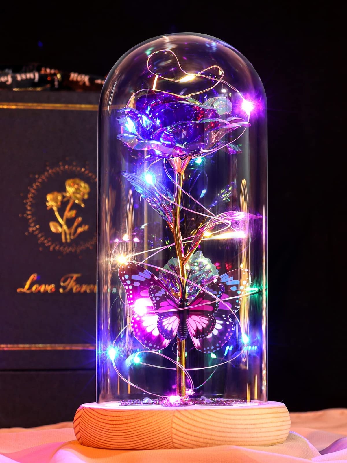 Beferr Birthday Gifts for Women Galaxy Glass Rose Forever Preserved Flowers f…