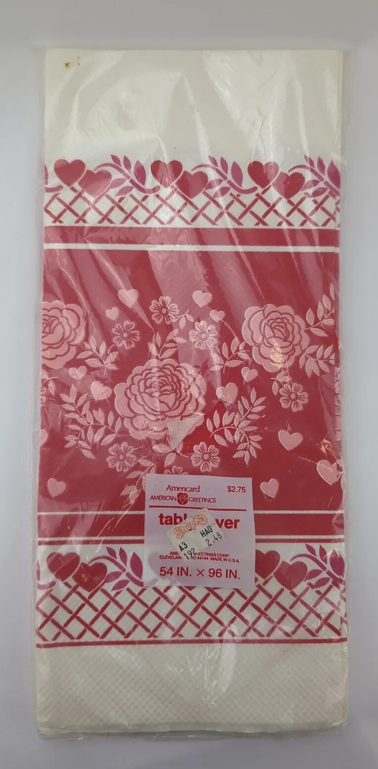 Vintage American Greeting Party Maid Paper Tablecover Cloth Red Valentines Day