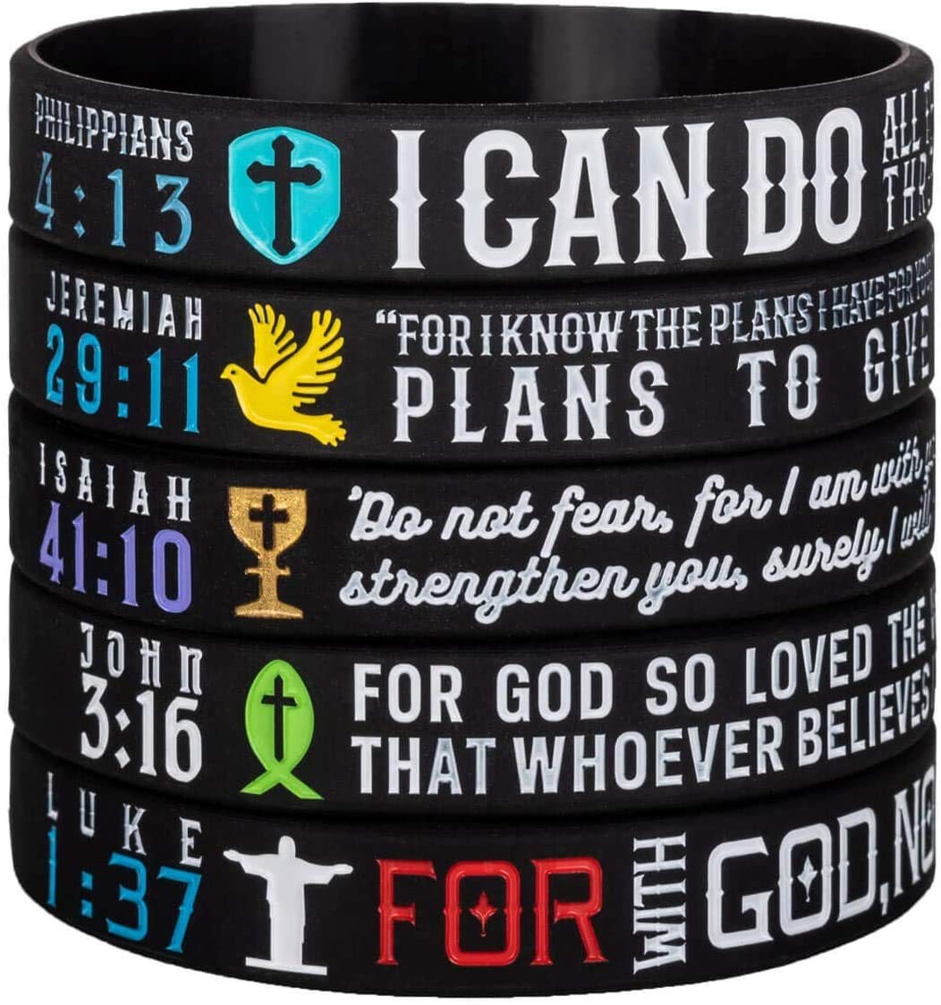 5-Pack Bible Silicone Bracelets, Top 5 of Favorite Christian Verse – Philippi…