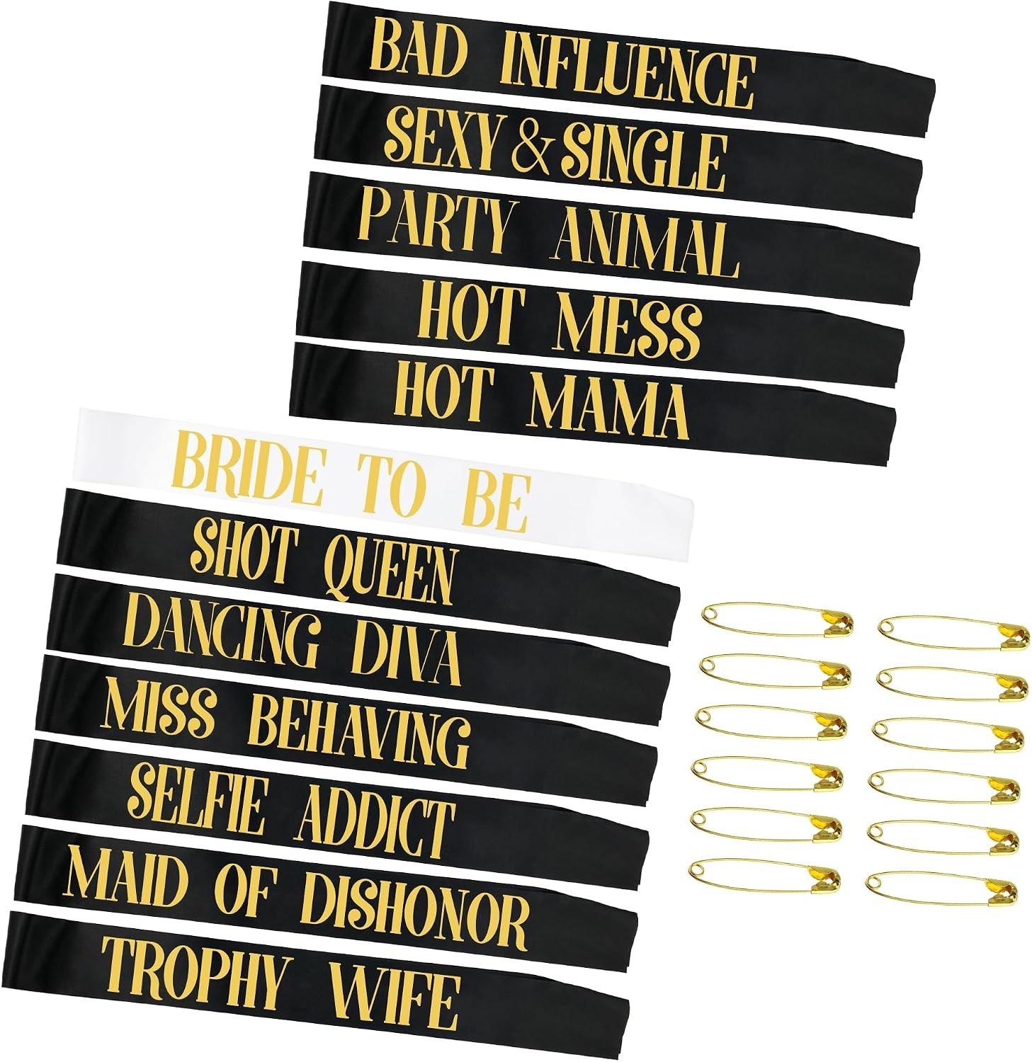 Bachelorette Party Sashes 12 Pack Bride To Be Bride Tribe Satin Black Rose Gold