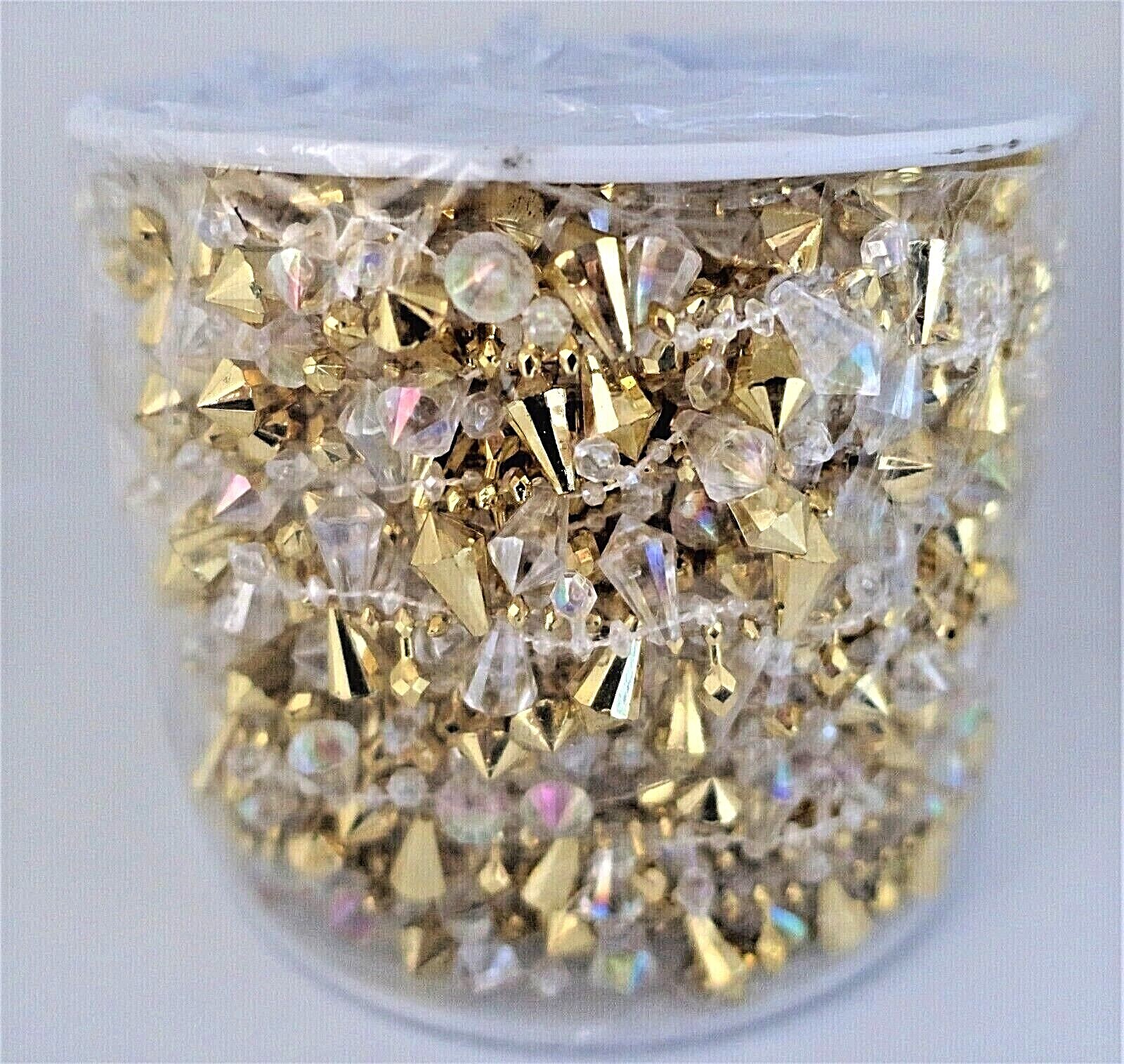LARGE ROLL OF FAUX CRYSTAL GARLAND – GOLD/CLEAR DROP BEADS