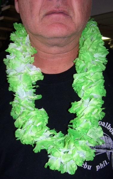 2 DELUXE GREEN FLUFFY HAWAIIAN FLOWER LEIS luau party supplies lei beach NEW
