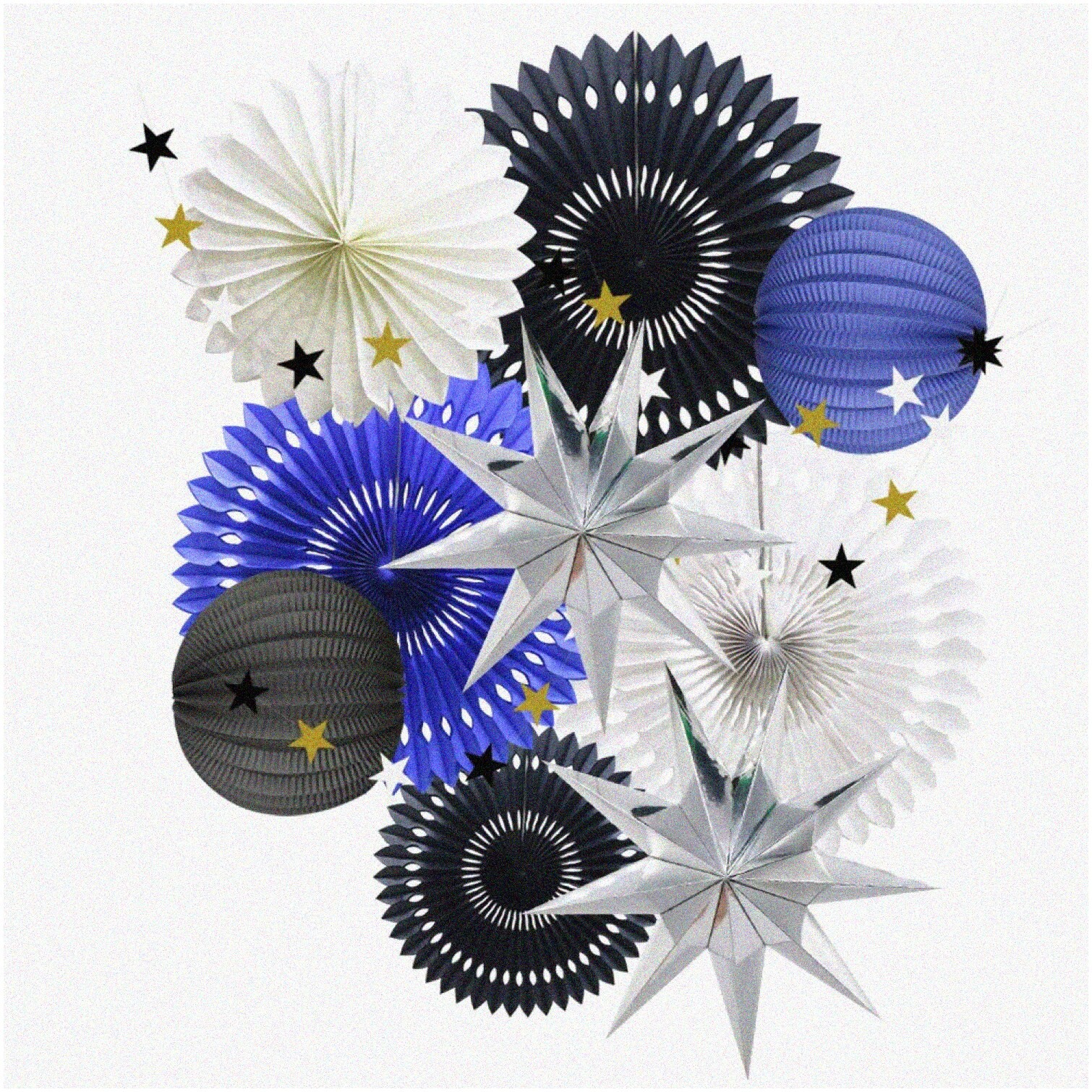 Navy Blue, White, and Black Hanging Party Decor Set