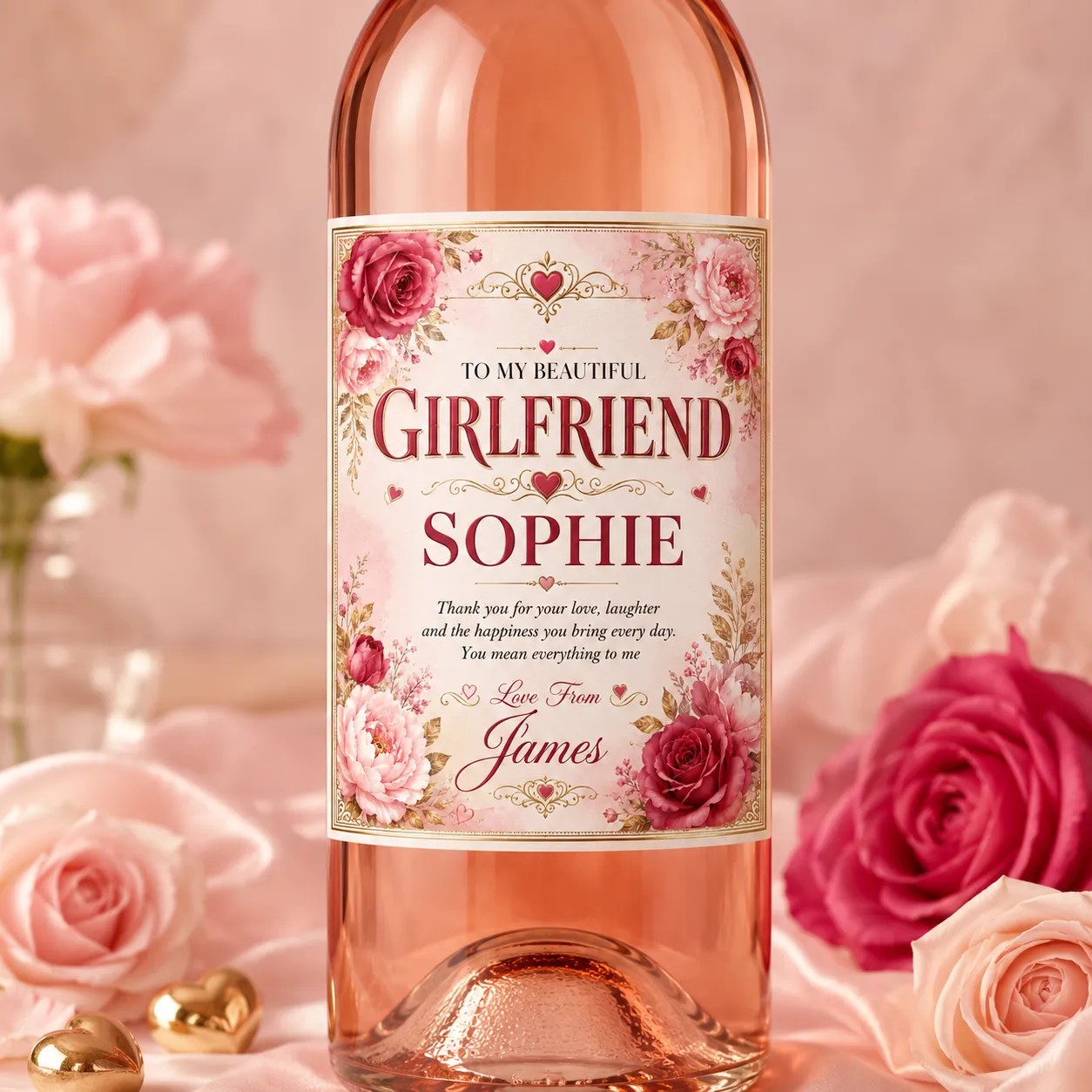 Personalised Girlfriend Bottle Label Sticker Custom Romantic Wine Gift