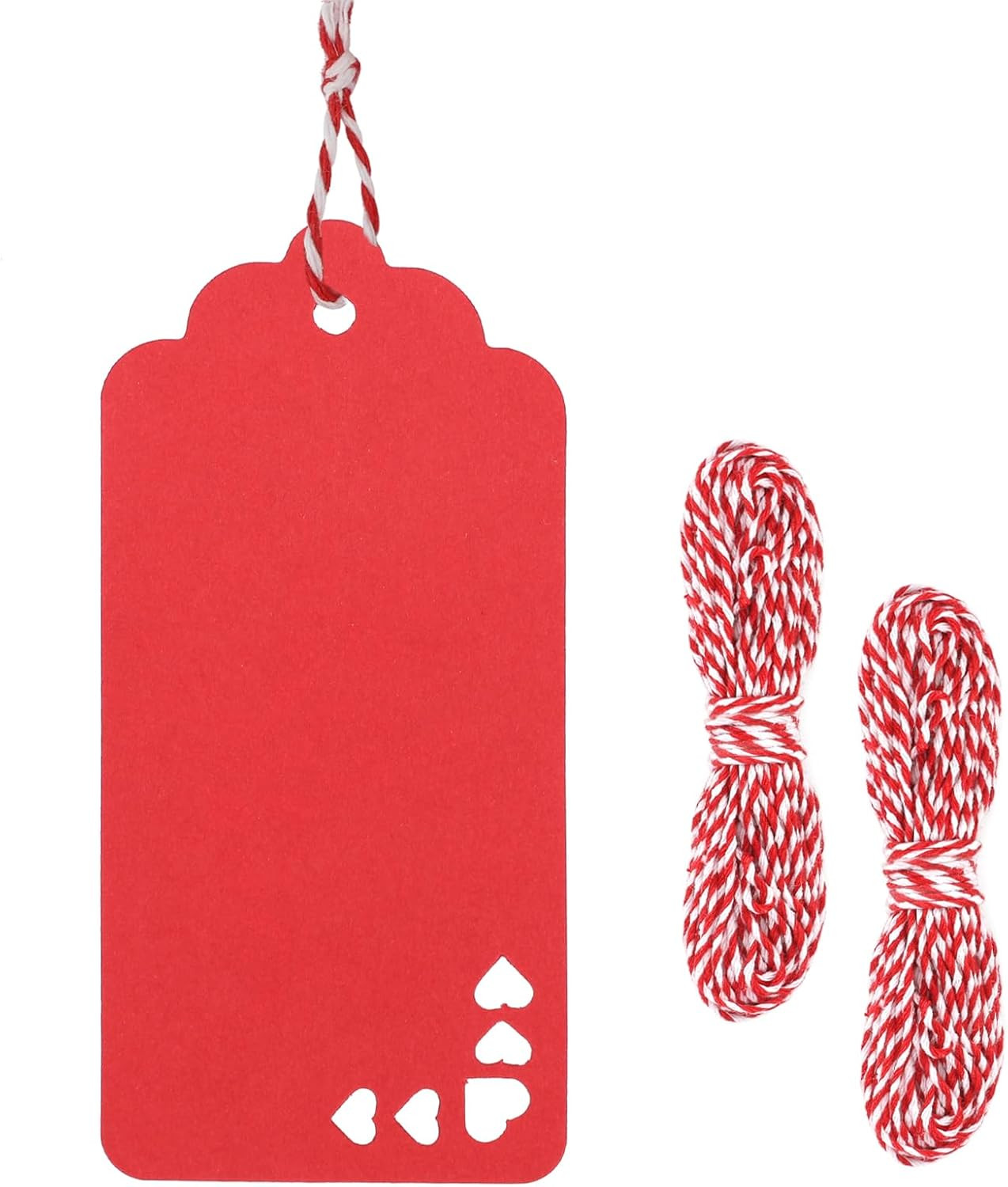 Red Gift Tag, 100PCS Hollow Heart Gift Tags, 1.8X3.7 in Blank Labeling Hanging T