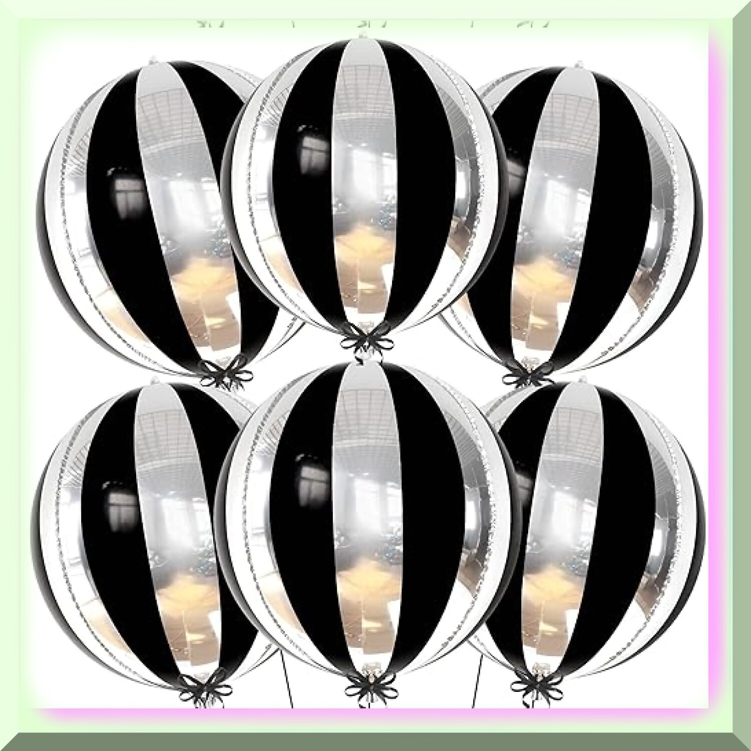 Silver Black and Silver 4D Balloon Set with Large Foil Balloons