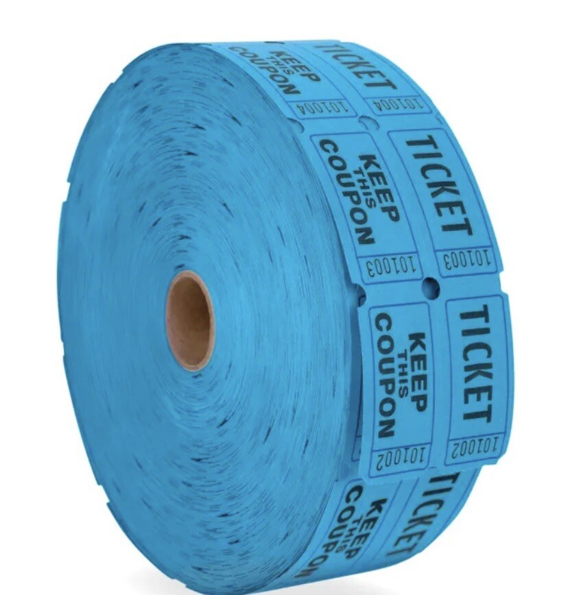 Raffle Tickets Double Stub Roll of 2000 Split the Pot 50/50 Fund Raiser Festival