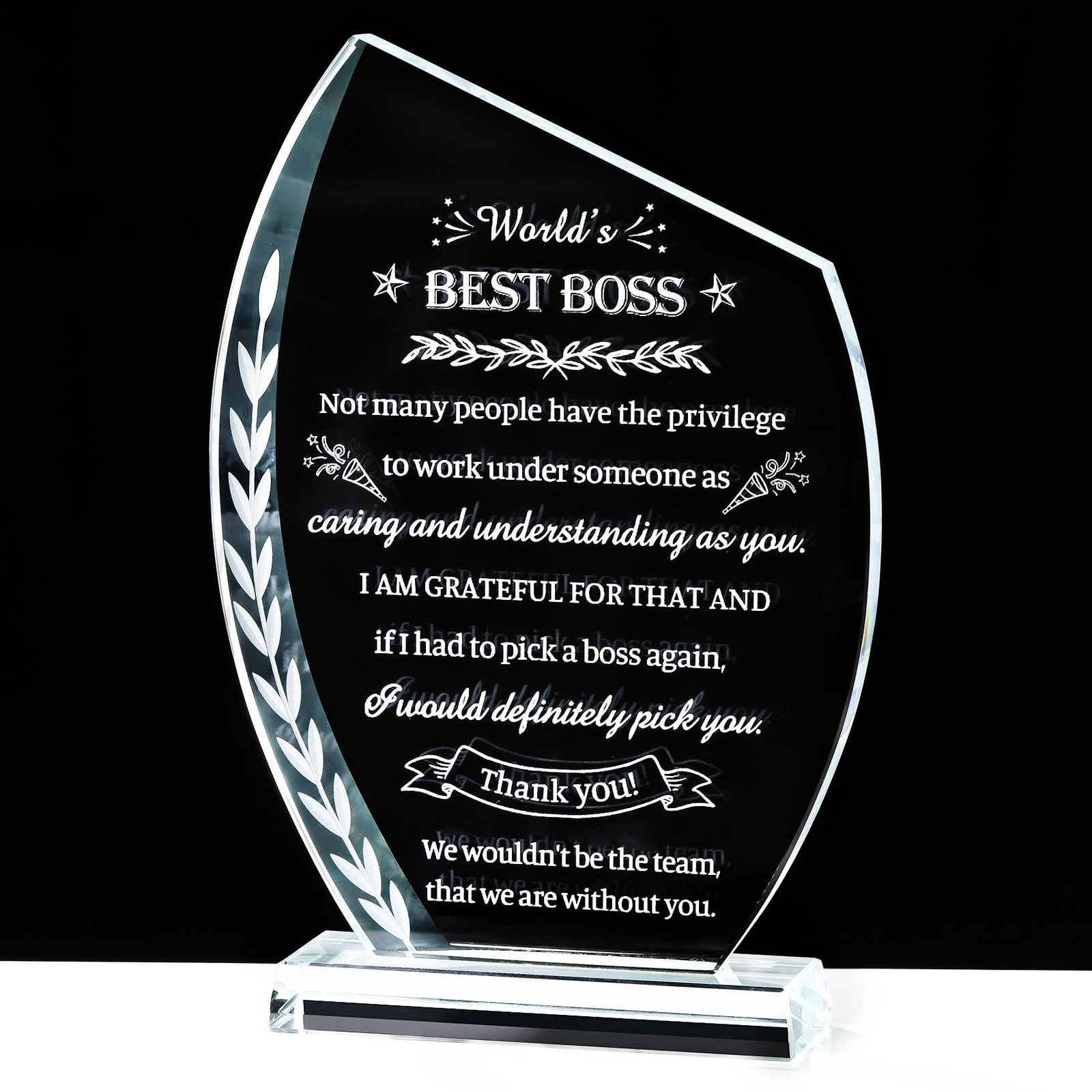 Movdyka Boss Gifts for Men Women Crystal Keepsakes Plaque World’s Best Boss G…