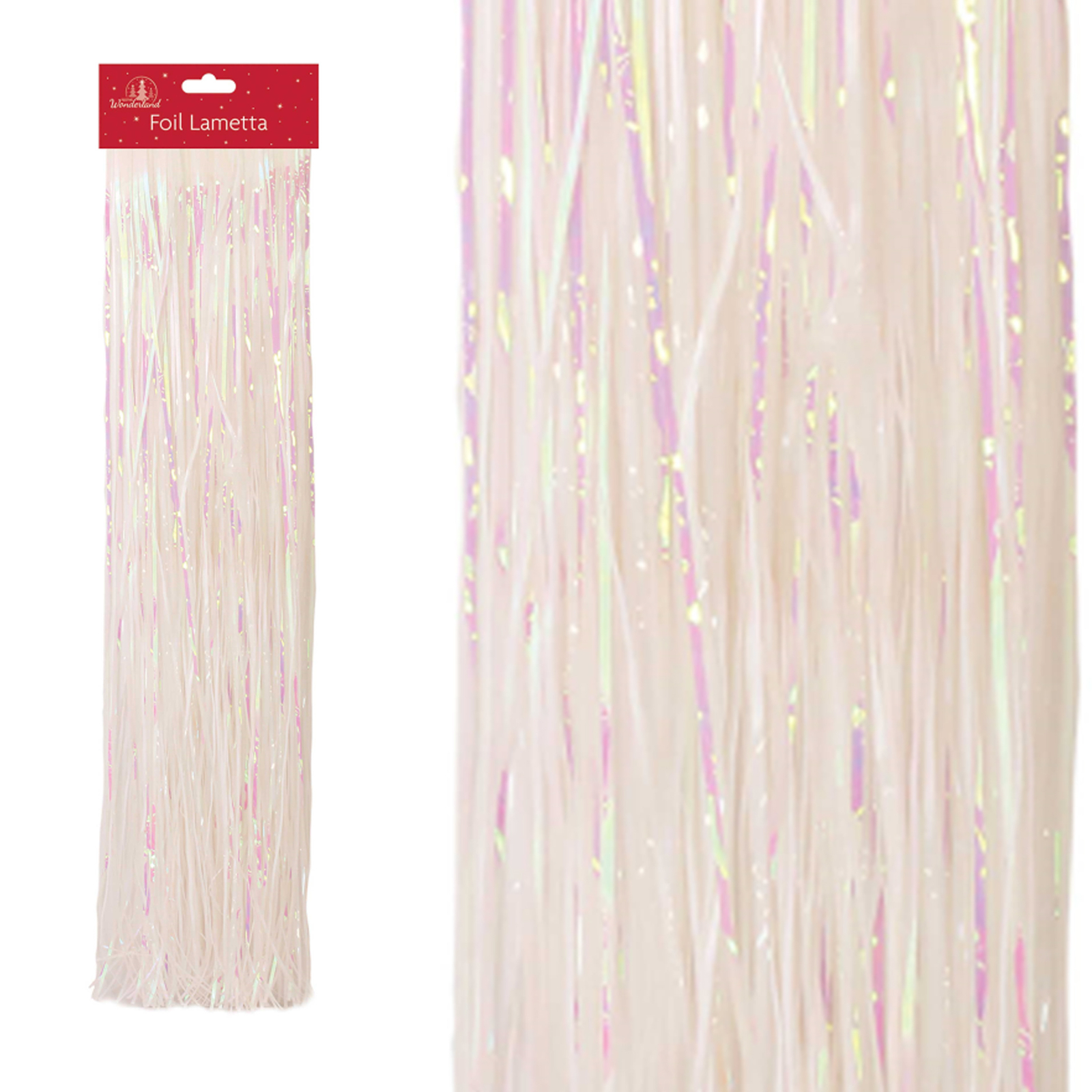 Christmas White Iridescent Lametta Strands Tree Decoration