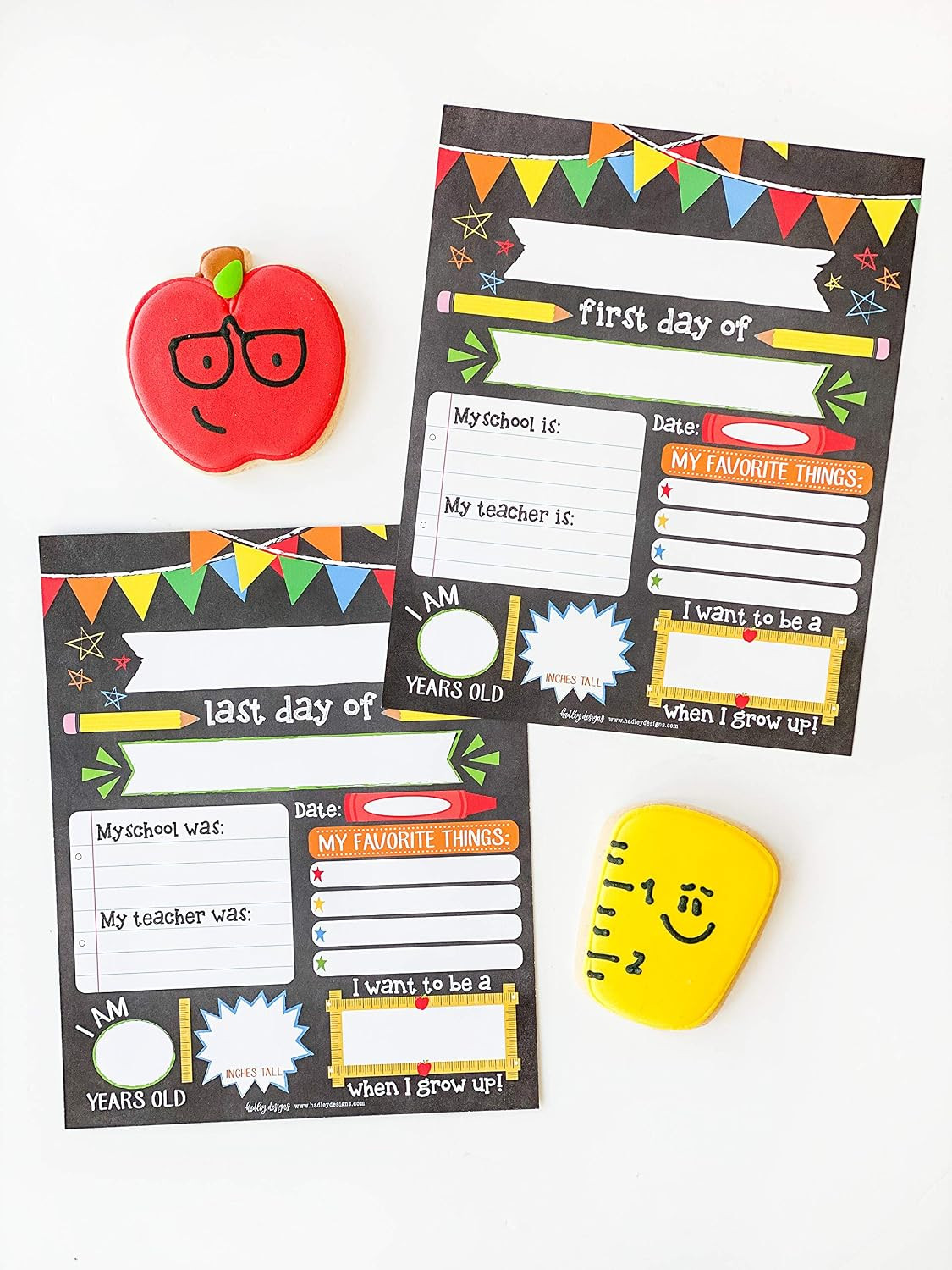 First Day of School Board – 10 Double-Sided First and Last Day Boards, 8X10 Back