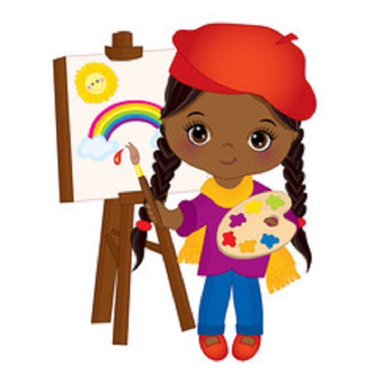 15 African American female painter stickers for planners and scrapbooking