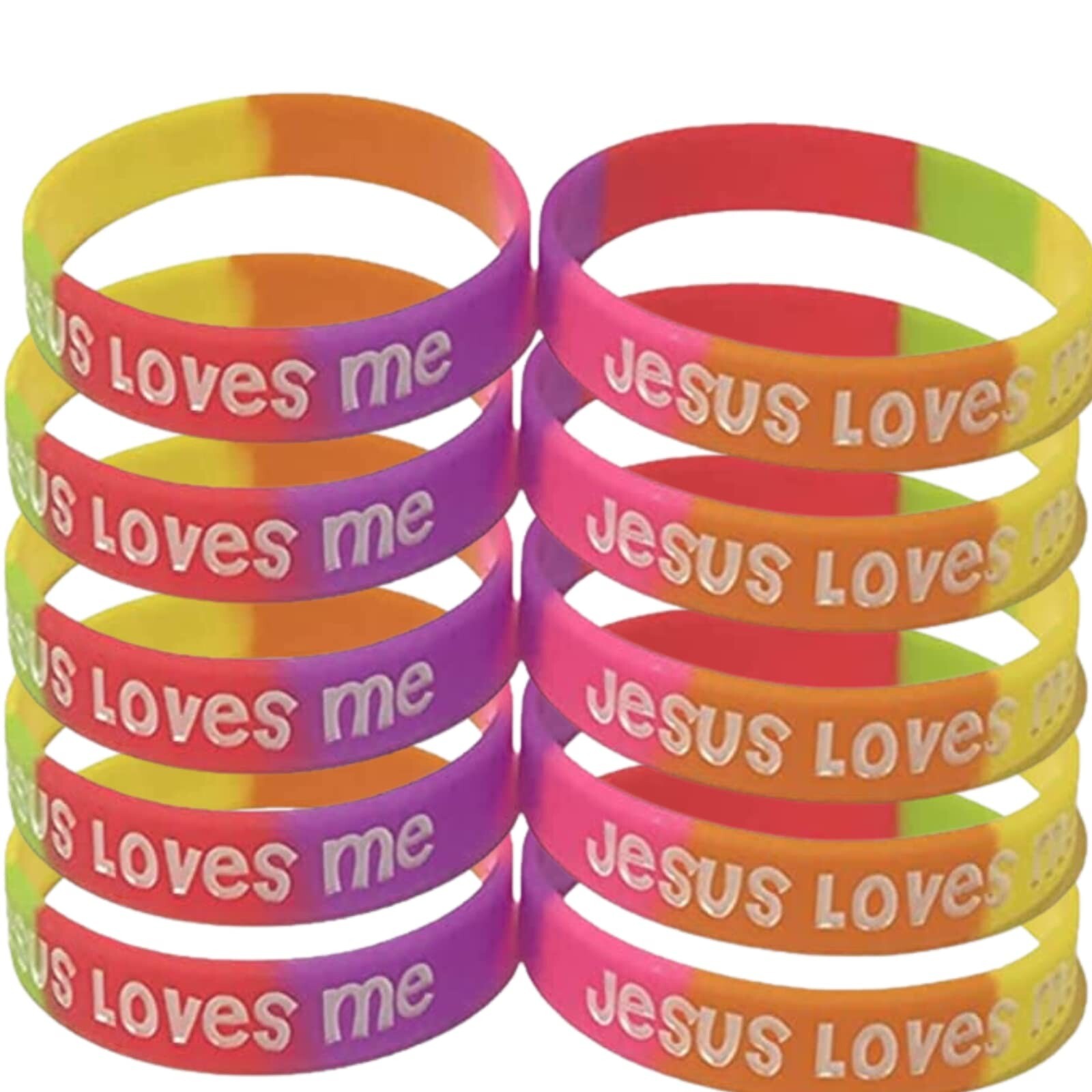 100 Bulk Count Jesus Loves Me John 3:16 Silicone Wristband Bracelets – Church…