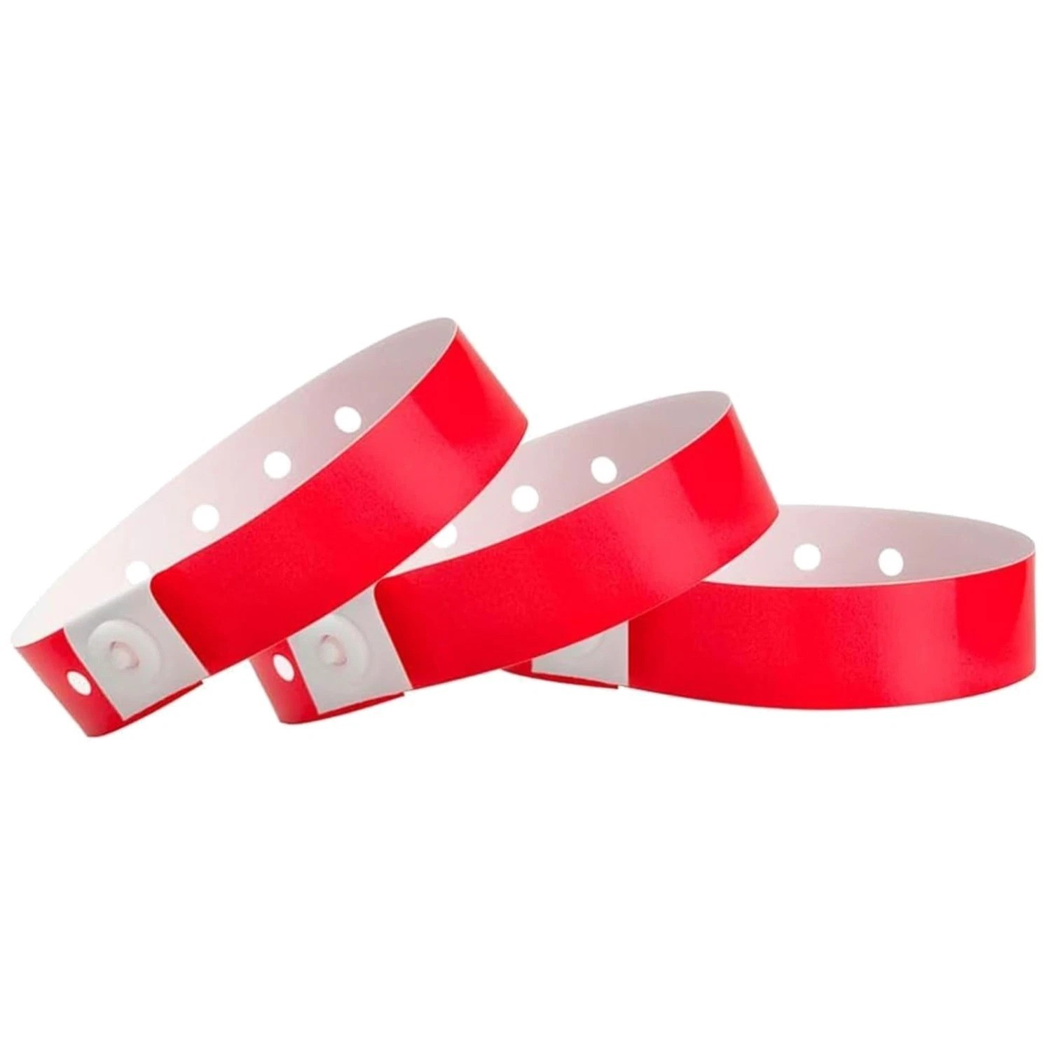 500 Neon Red Plastic Wristbands – -Grade, Secure Snap