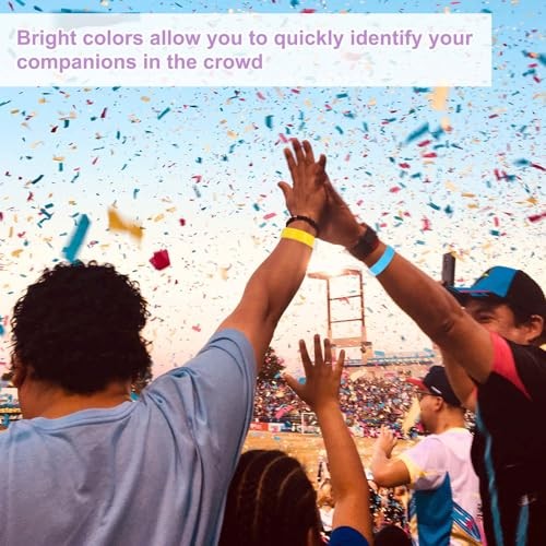 Pcs Paper Wristbands for Events, Waterproof Hand Bands Colorful 100 Neon Blue