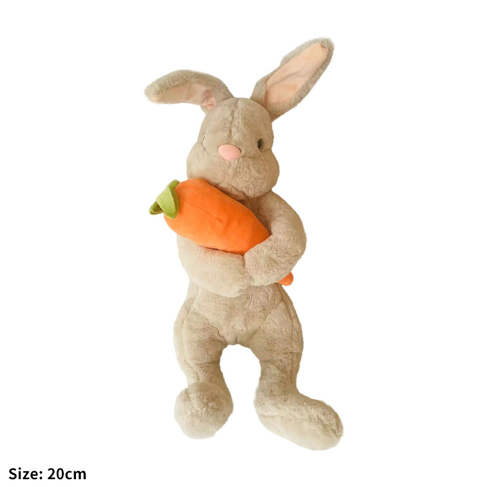 Easter Day Cute White Grey Sitting Bunny Hugging Carrot Simulated Rabbit Doll AE