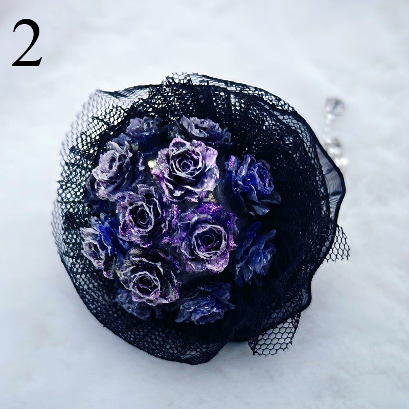 1PC Handmade Beaded Pens Decor with Hole Fringe Chain DIY Mini Lace Rose Bouquet