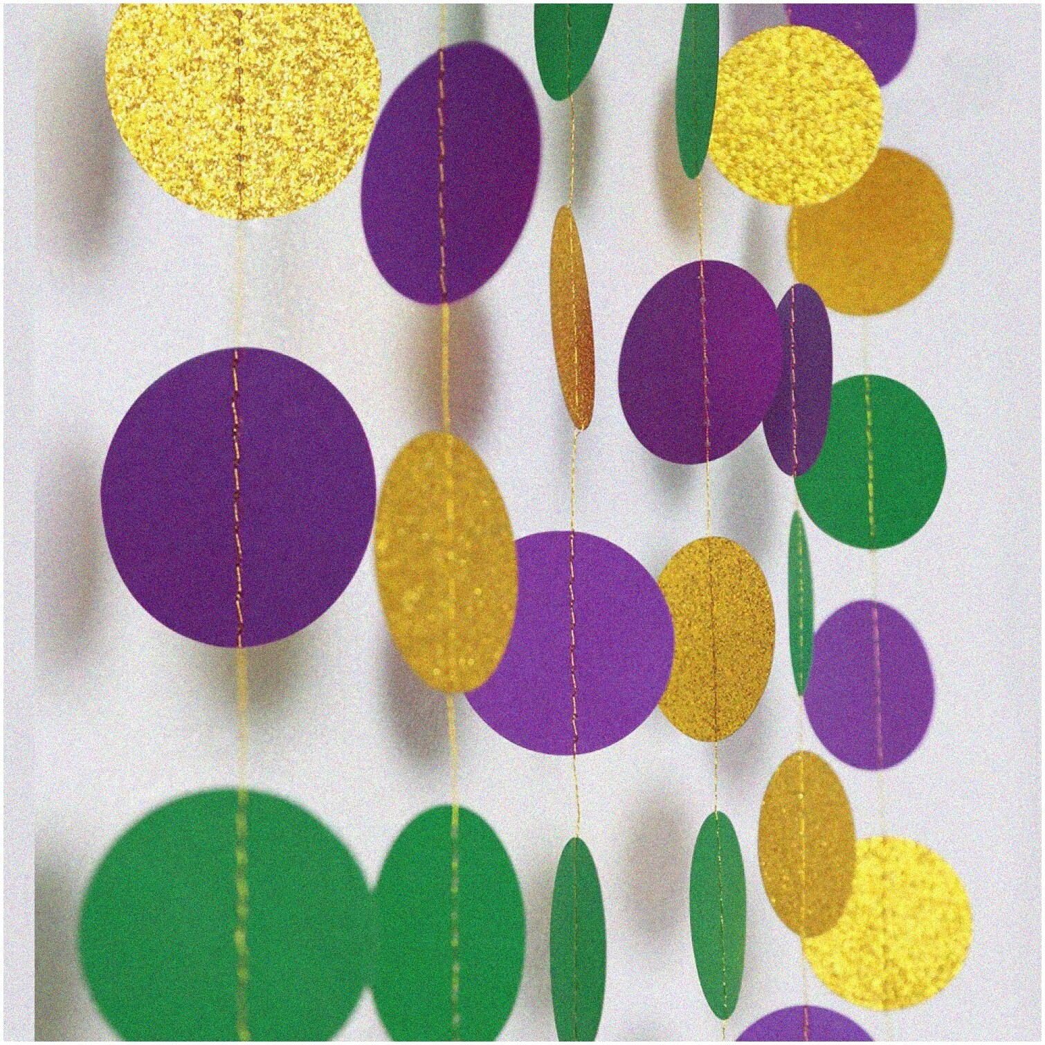 Vibrant Gold Purple Green Mardi Gras Circle Garlands